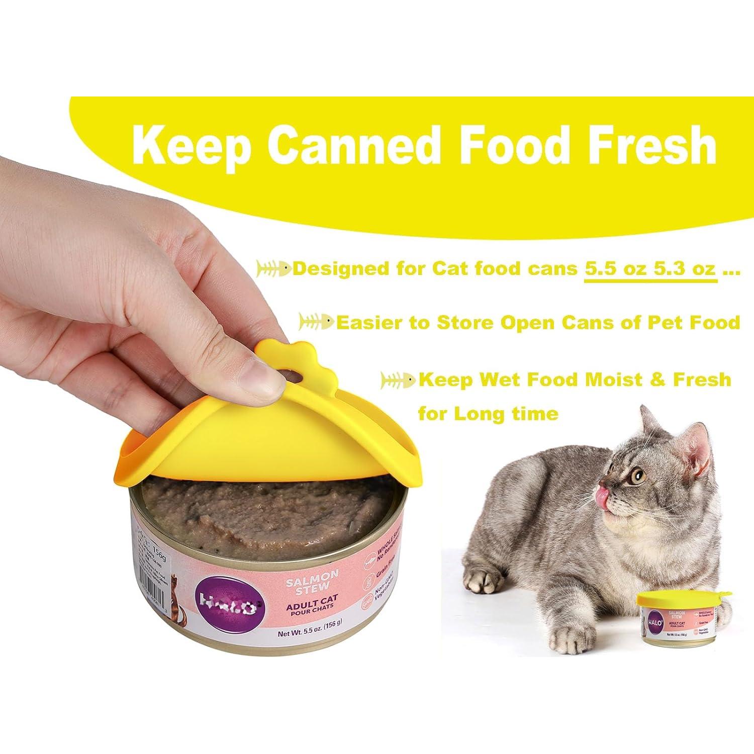 Cubiertas de Silicona para Latas de Comida para Gatos Comtim - 2 Piezas Amarillo