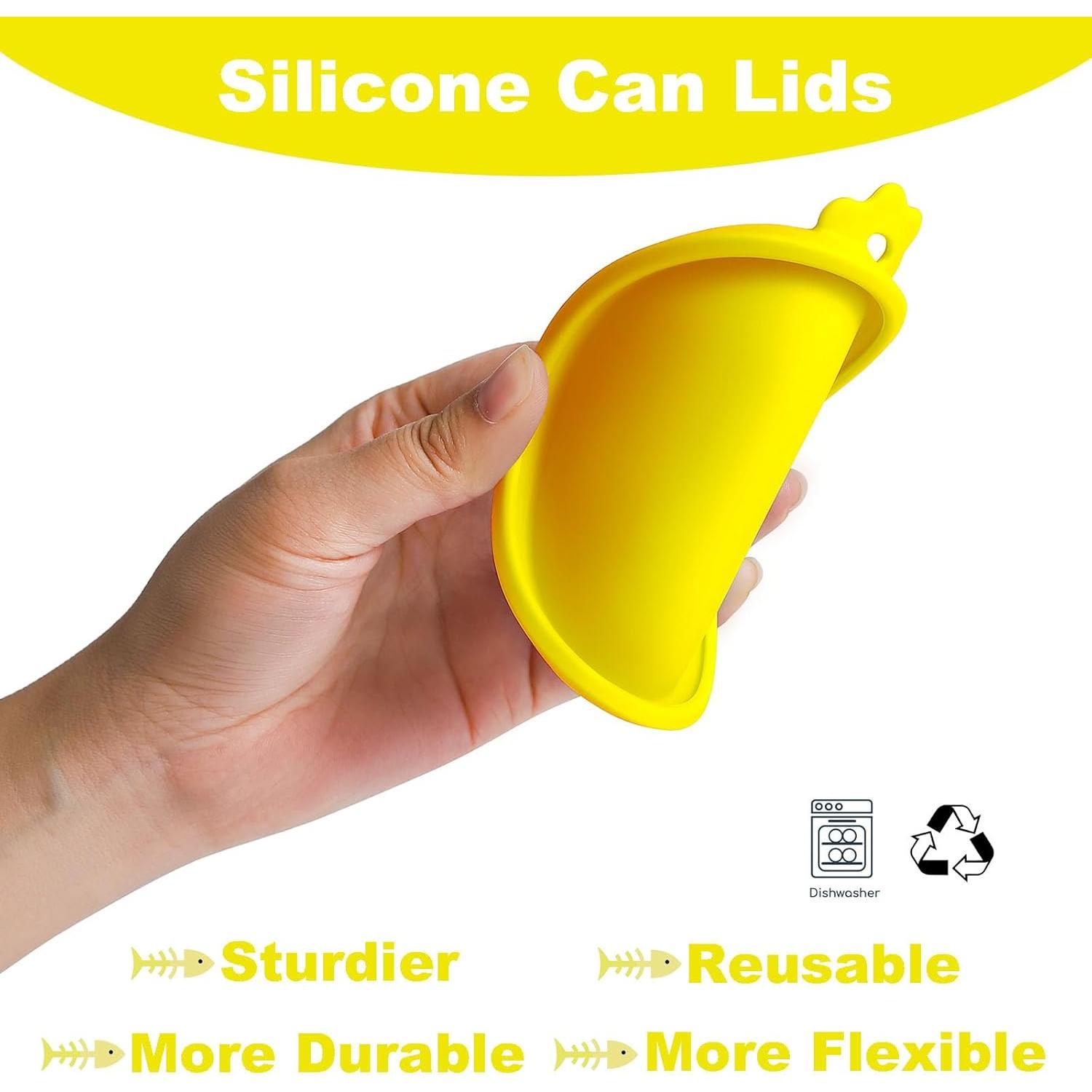 Cubiertas de Silicona para Latas de Comida para Gatos Comtim - 2 Piezas Amarillo