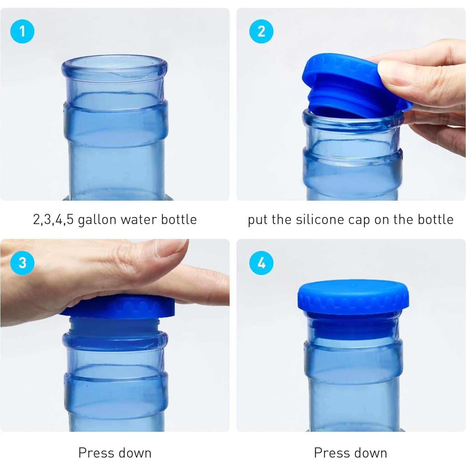 Tapas de Silicona Reutilizables Jell-Cell para Jarras de 19L - Paquete de 4