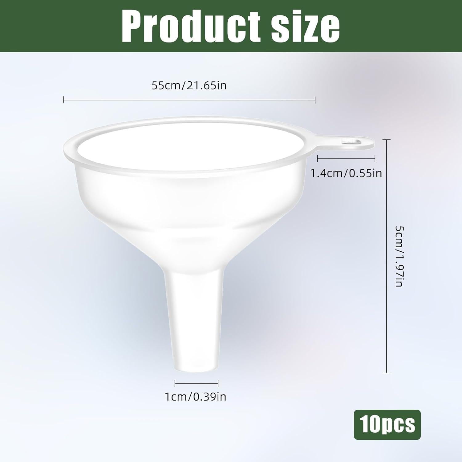 8 Mini Embudos de Plástico Asofelk 5x5.5cm para Cocina y Laboratorio