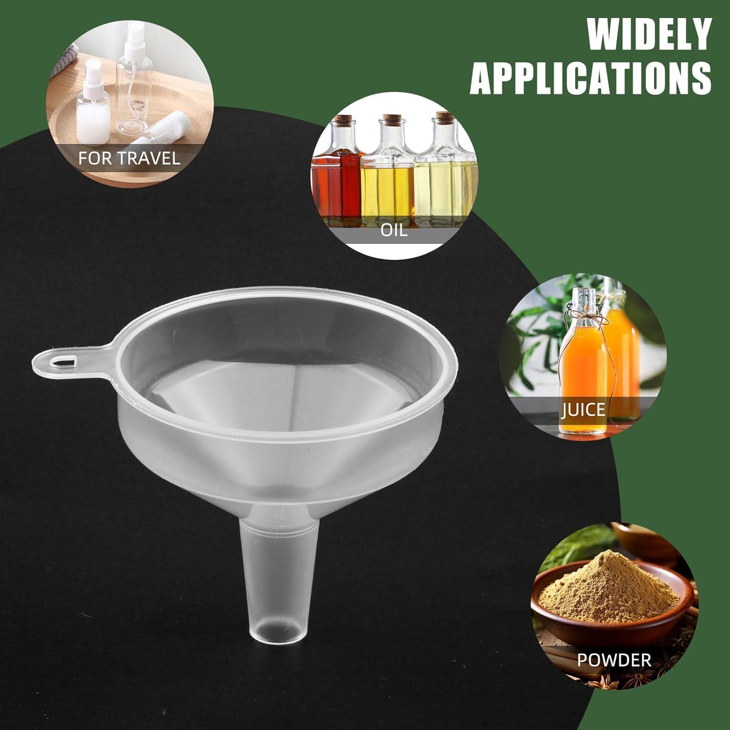 8 Mini Embudos de Plástico Asofelk 5x5.5cm para Cocina y Laboratorio