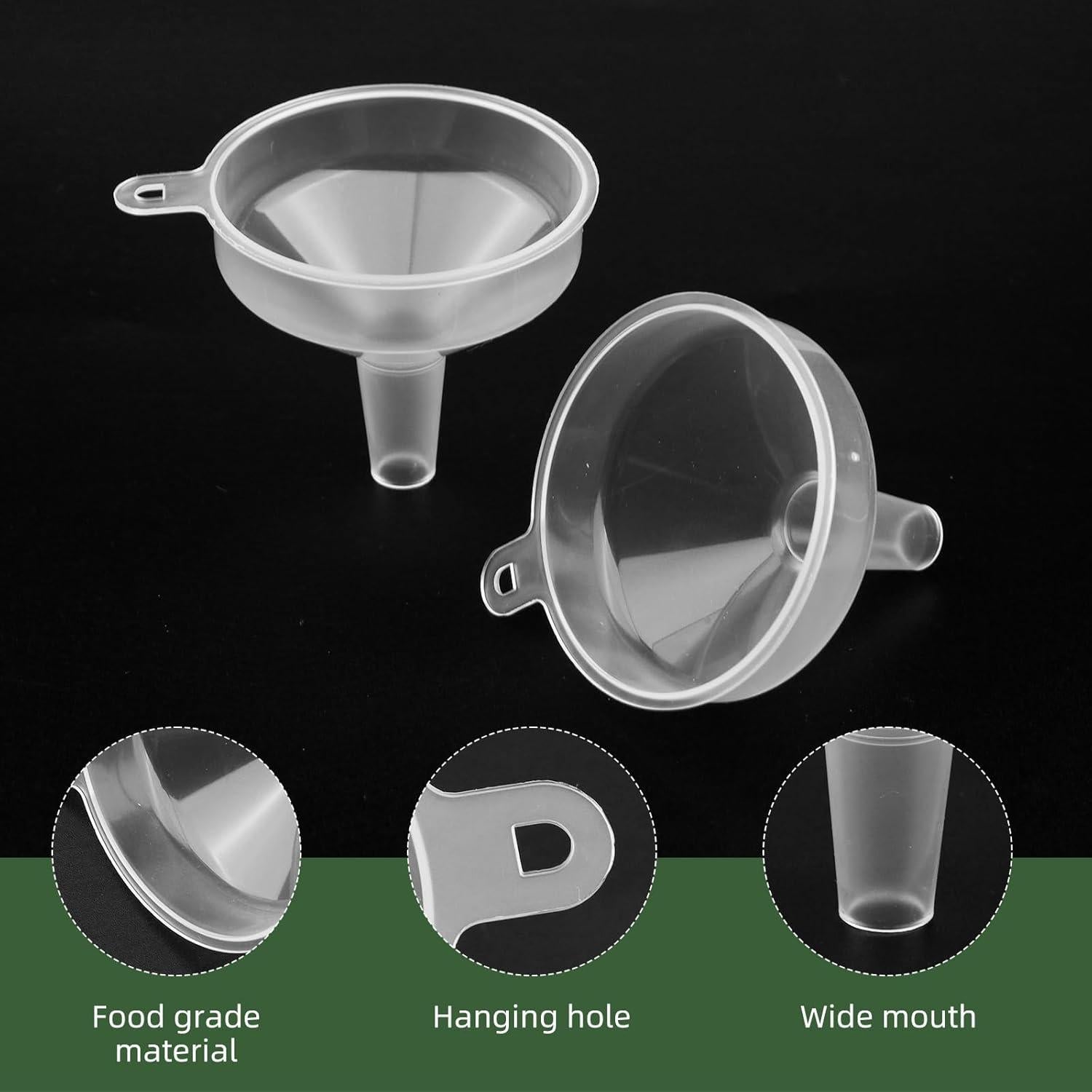 8 Mini Embudos de Plástico Asofelk 5x5.5cm para Cocina y Laboratorio