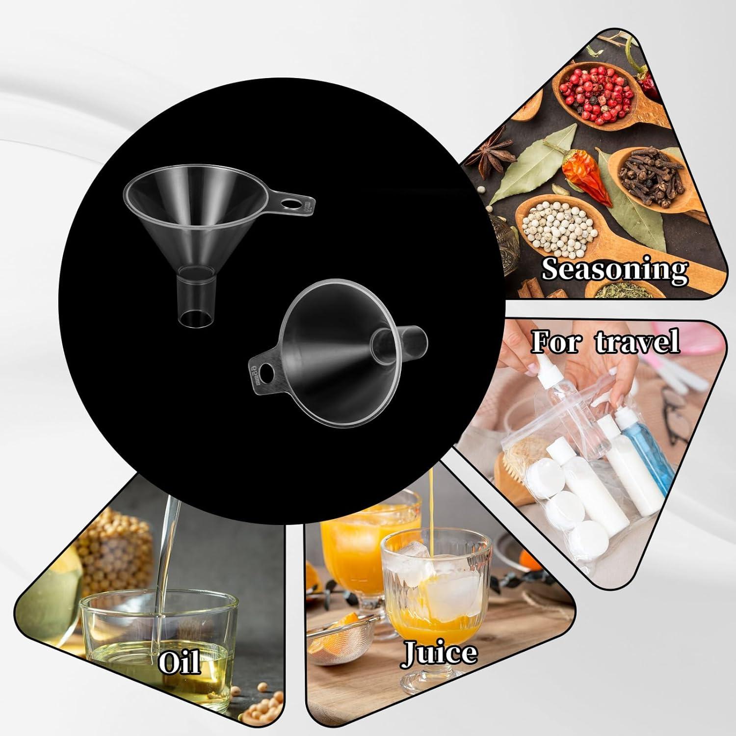 Embudos Pequeños 4 Pcs 6.5cm Plástico para Cocina y Laboratorio