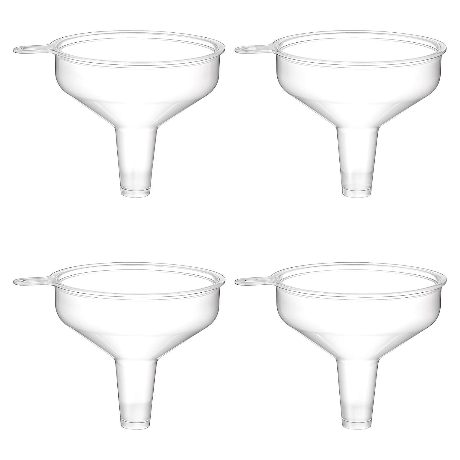 4 Mini Embudos de Plástico Transparente 5.5cm Grado Alimenticio