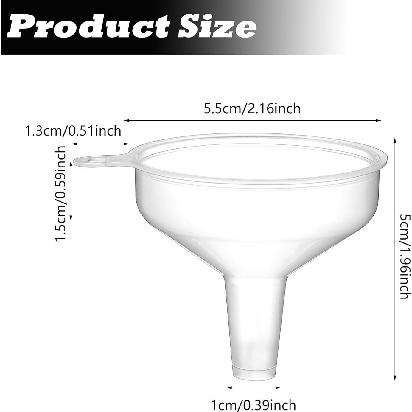 4 Mini Embudos de Plástico Transparente 5.5cm Grado Alimenticio