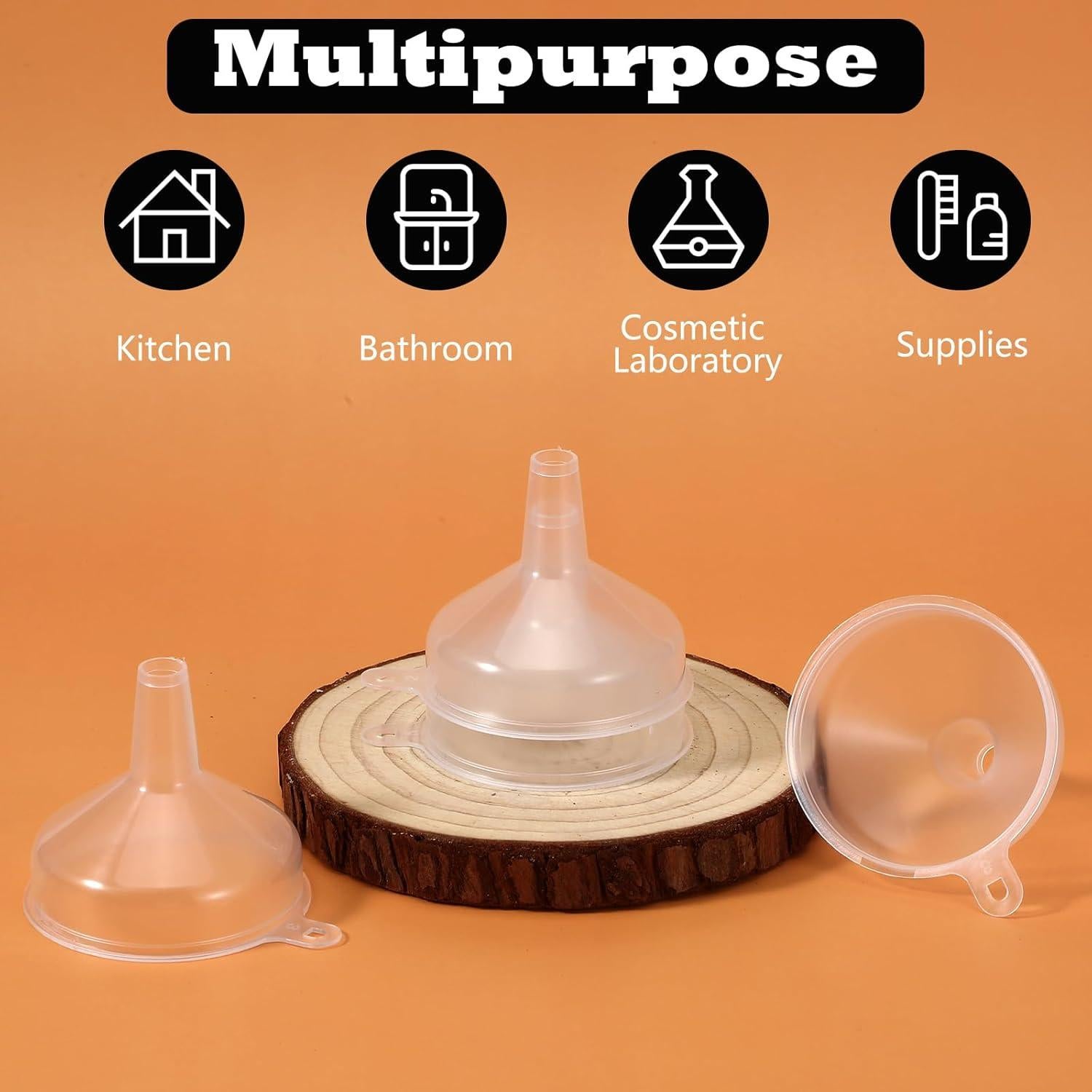 4 Mini Embudos de Plástico Transparente 5.5cm Grado Alimenticio