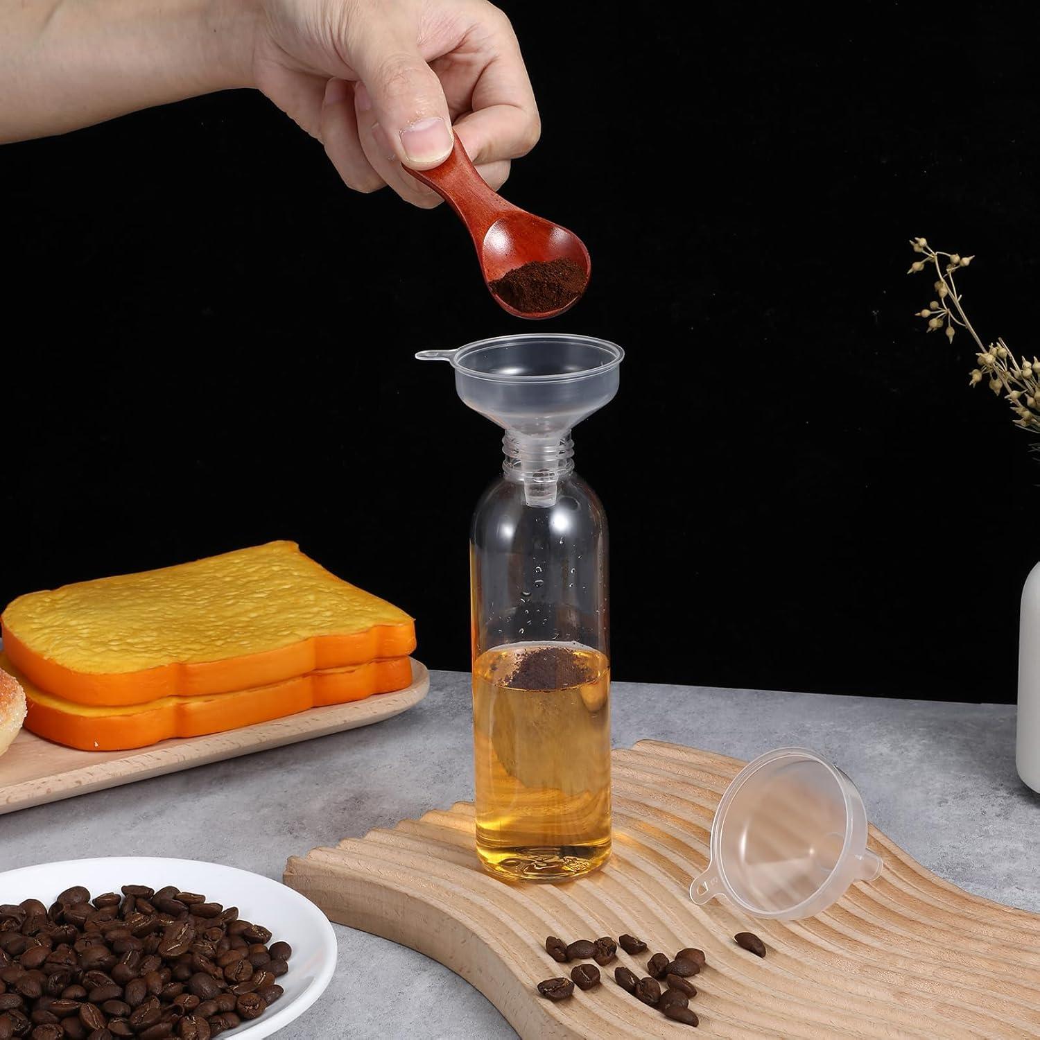 4 Mini Embudos de Plástico Transparente 5.5cm Grado Alimenticio