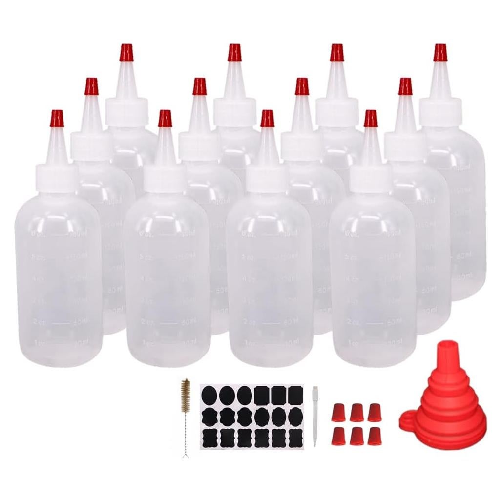 Paquete de 12 Botellas de Squeeze 180ml Belinlen con Tapas Rojas