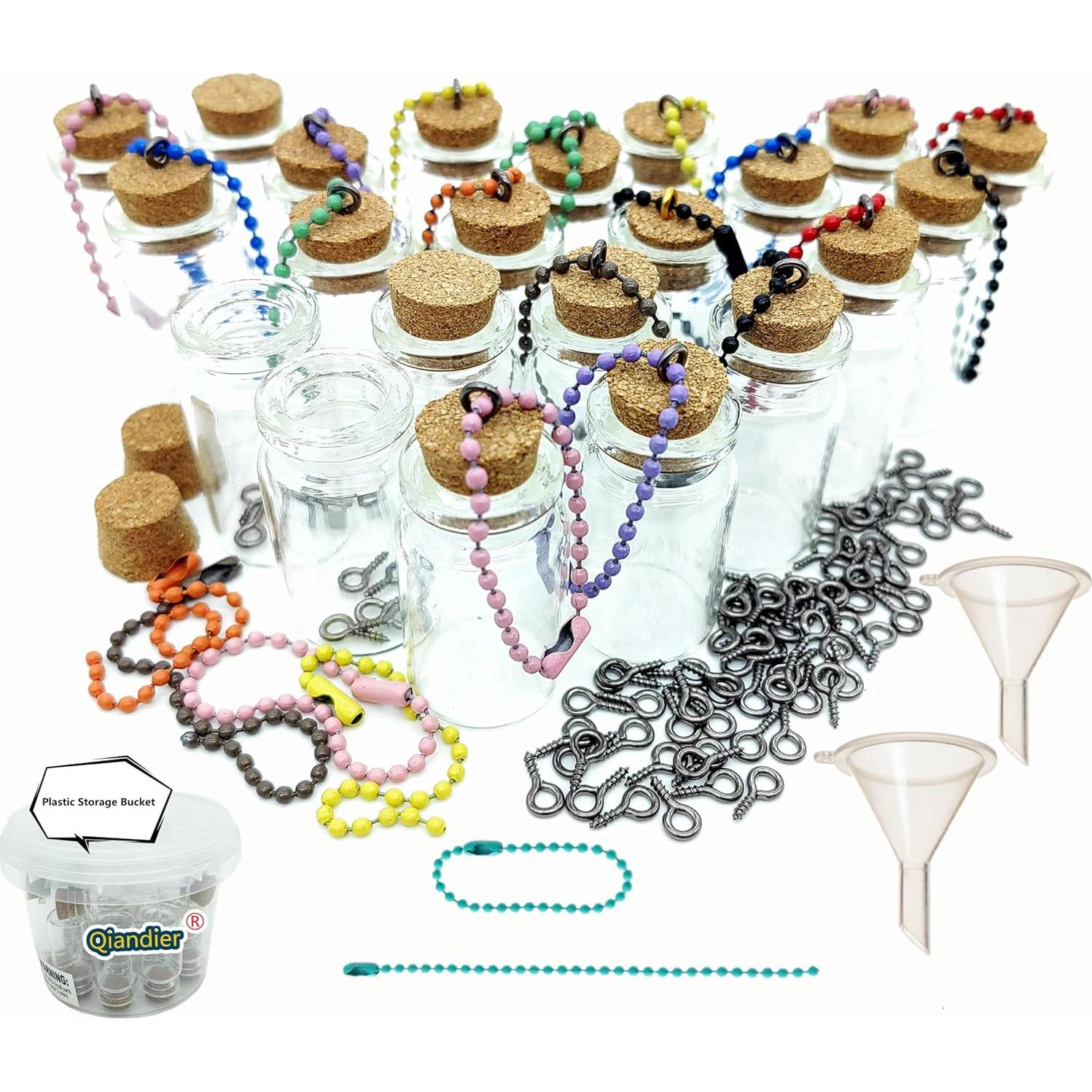 Juego de 20 Frascos de Vidrio Mini Qiandier con Tapas de Corcho