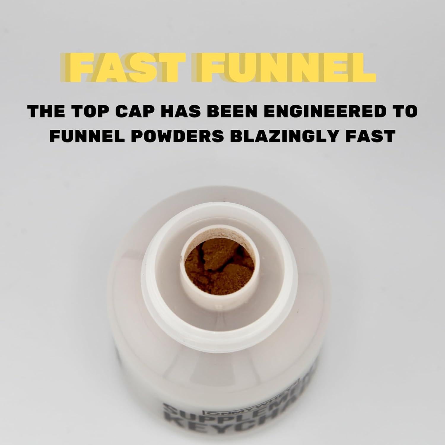 Contenedor Mini de Proteína ONMYWHEY 180ml con Embudo y Mosquetón