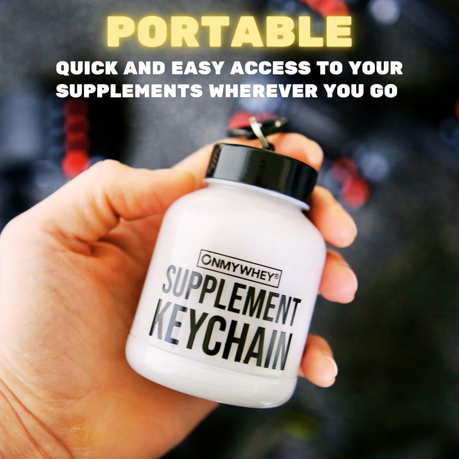 Contenedor Mini de Proteína ONMYWHEY 180ml con Embudo y Mosquetón