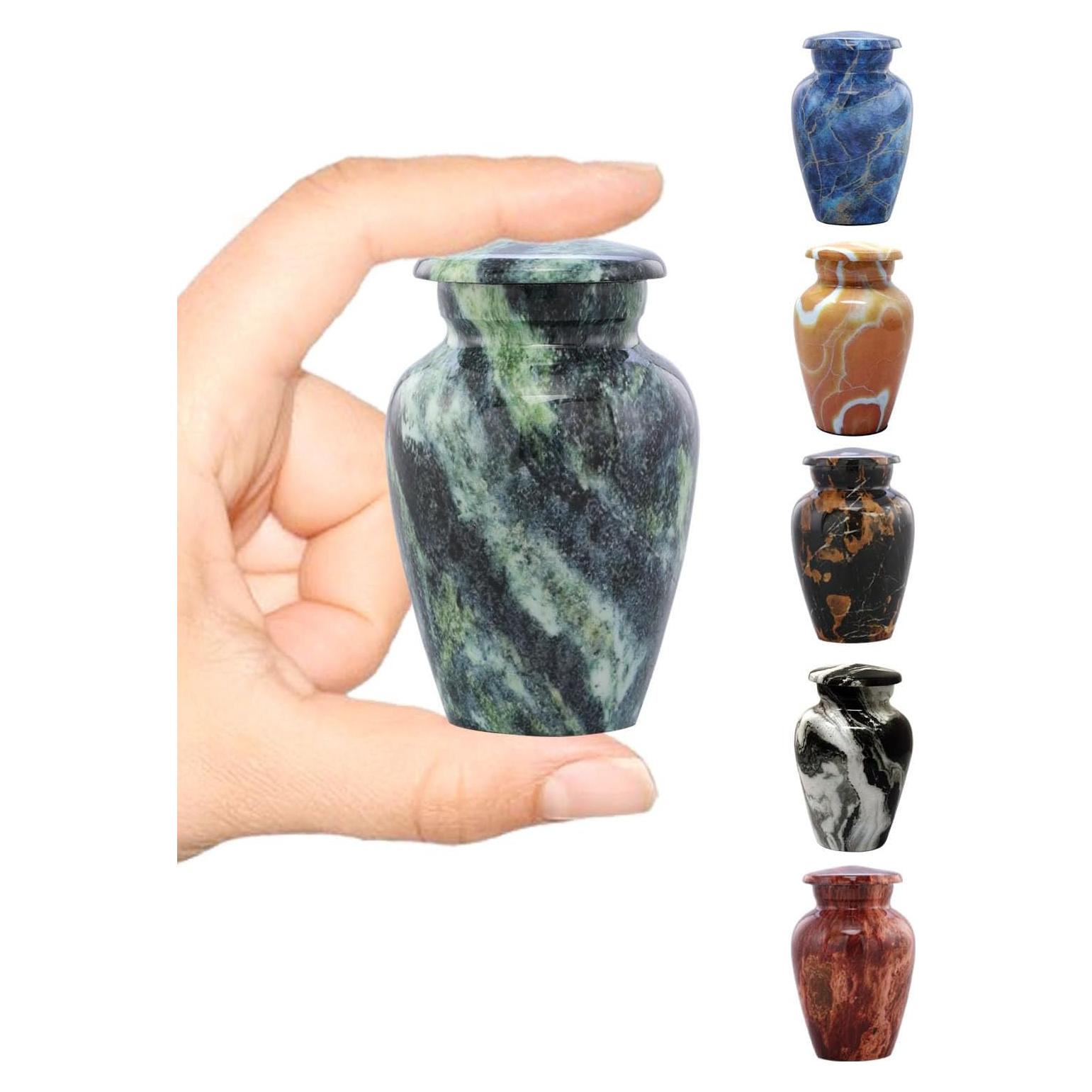 Urna Conmemorativa Mini de Metal Verde Enrollado - 3 Pulgadas Cúbicas