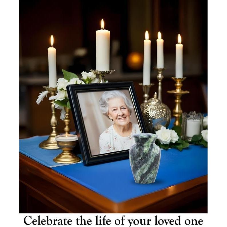 Urna Conmemorativa Mini de Metal Verde Enrollado - 3 Pulgadas Cúbicas