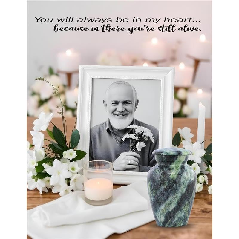 Urna Conmemorativa Mini de Metal Verde Enrollado - 3 Pulgadas Cúbicas