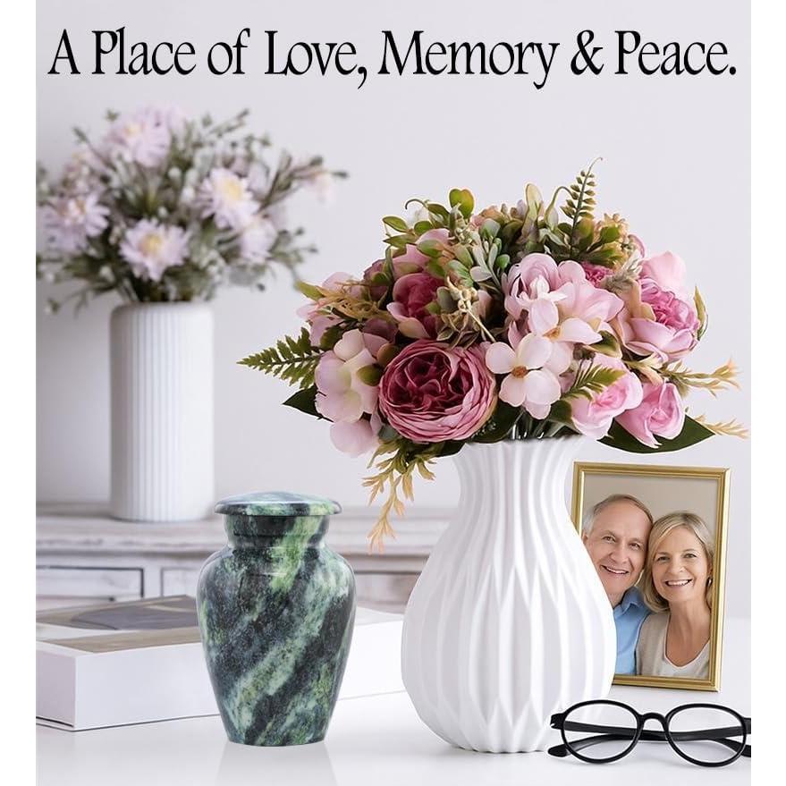 Urna Conmemorativa Mini de Metal Verde Enrollado - 3 Pulgadas Cúbicas