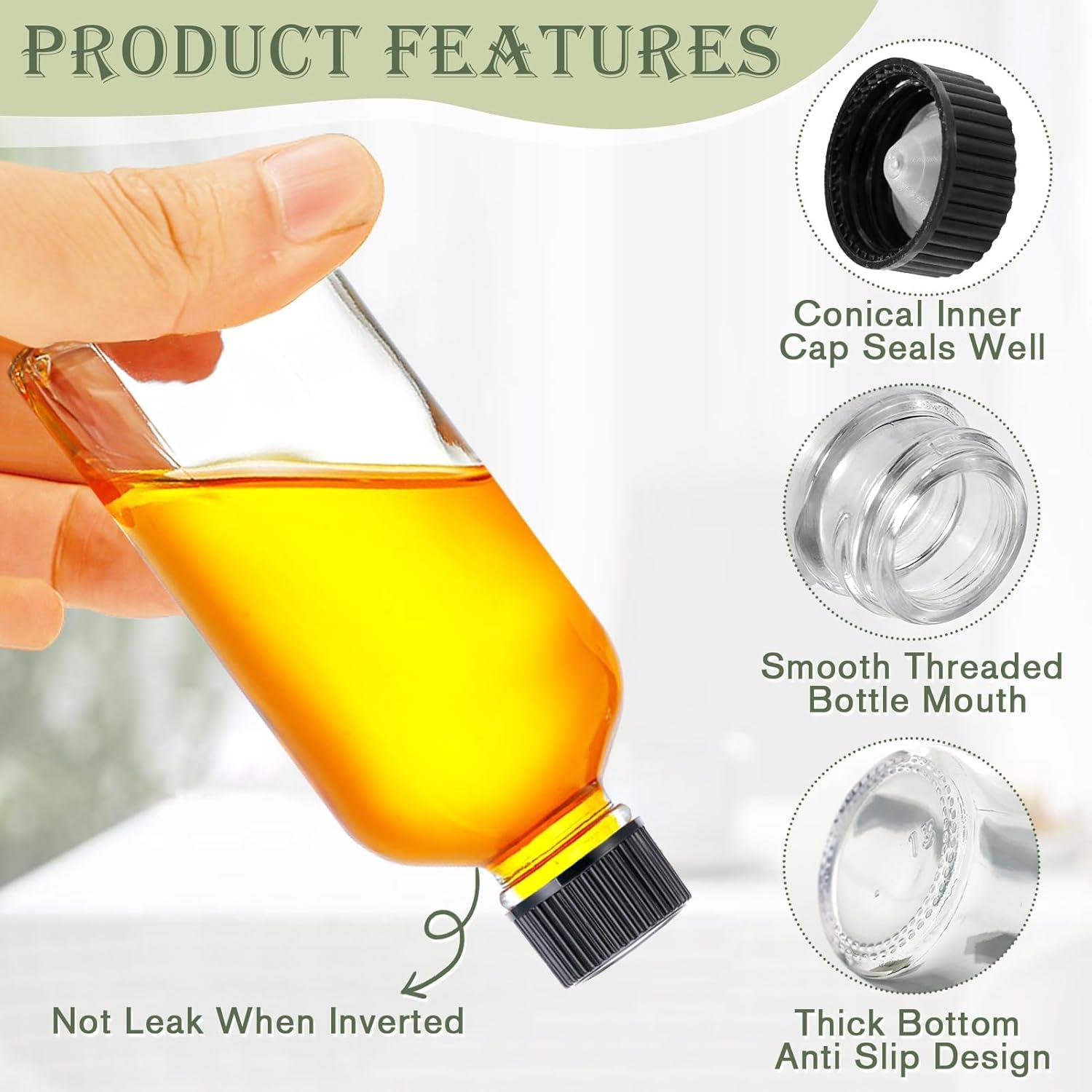 Botellas de vidrio Boston 60ml Showvigor - Paquete de 12 con embudos