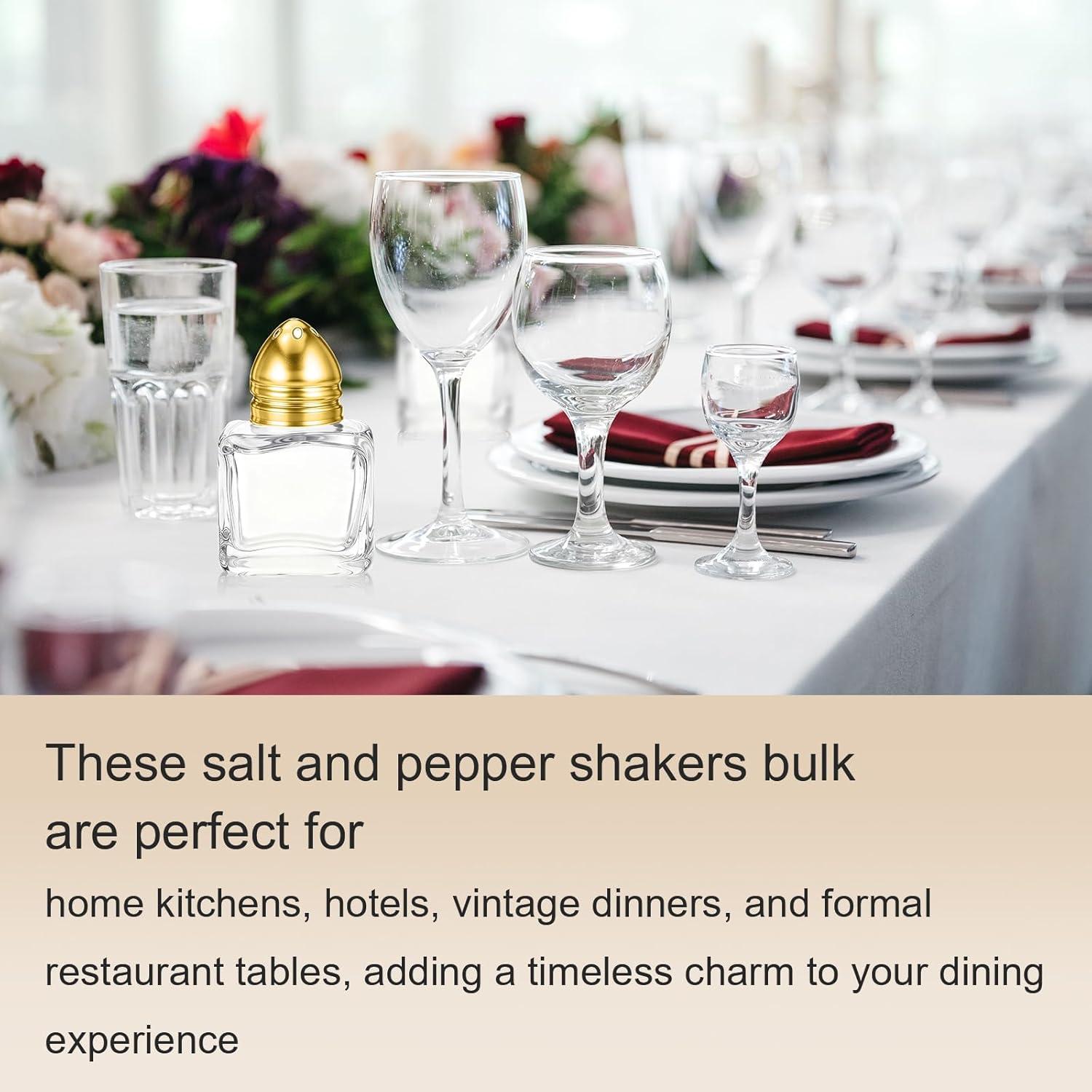 4 Mini Saleros y Pimenteros Dorados Lnngub 0.5 oz Vidrio