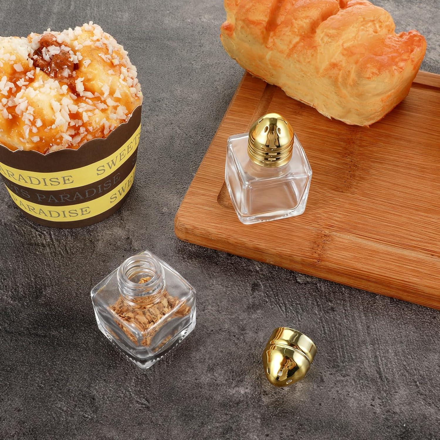 4 Mini Saleros y Pimenteros Dorados Lnngub 0.5 oz Vidrio