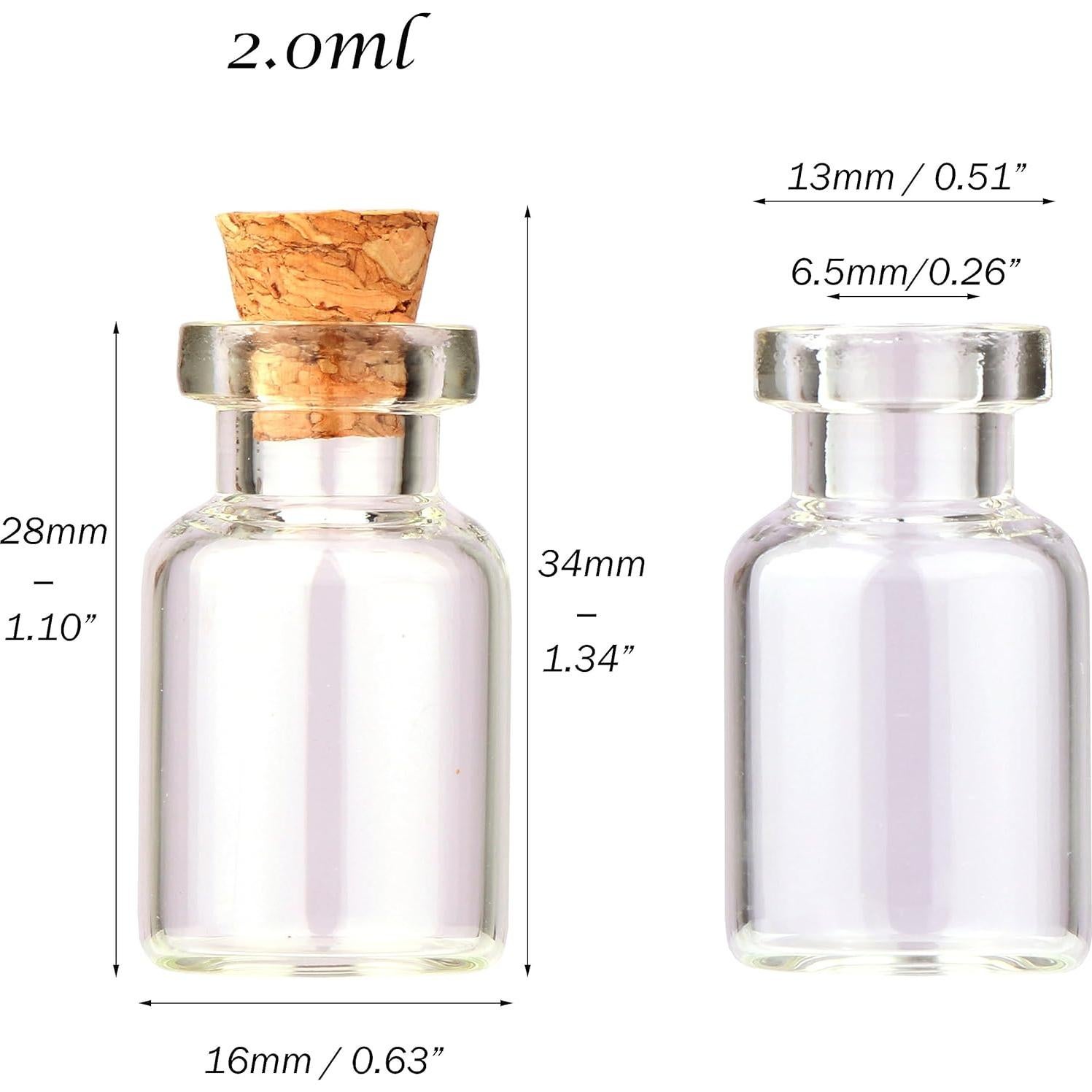 48 Tarros de Vidrio Mini MaxMau 2ml con Tapones de Corcho