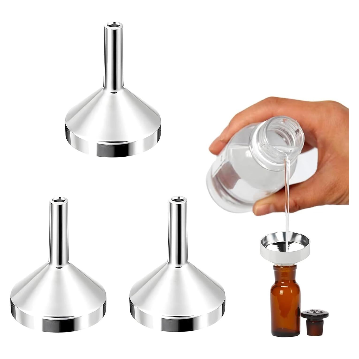 Set de 3 Mini Embudos de Aluminio Plata 2.5cm Diámetro