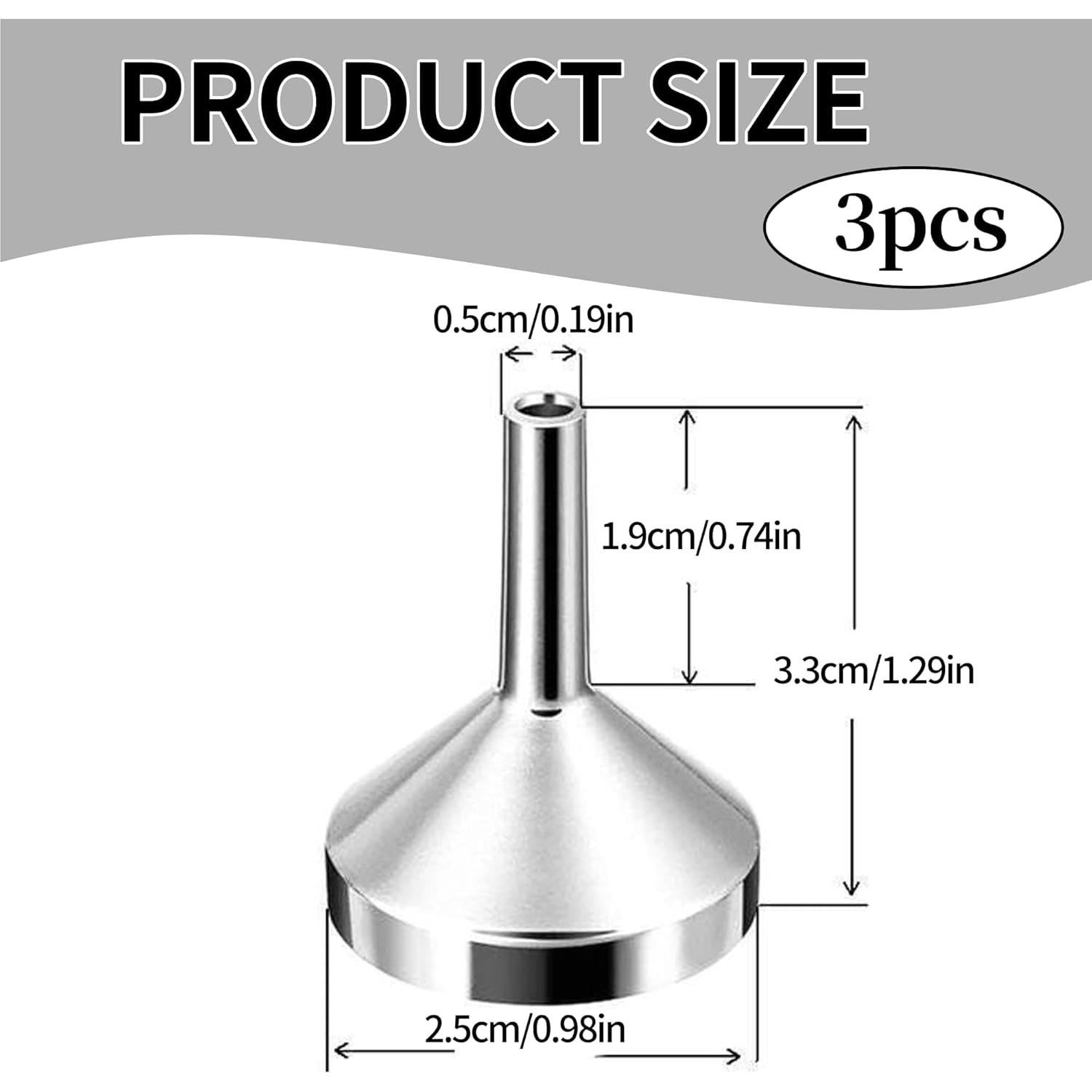 Set de 3 Mini Embudos de Aluminio Plata 2.5cm Diámetro