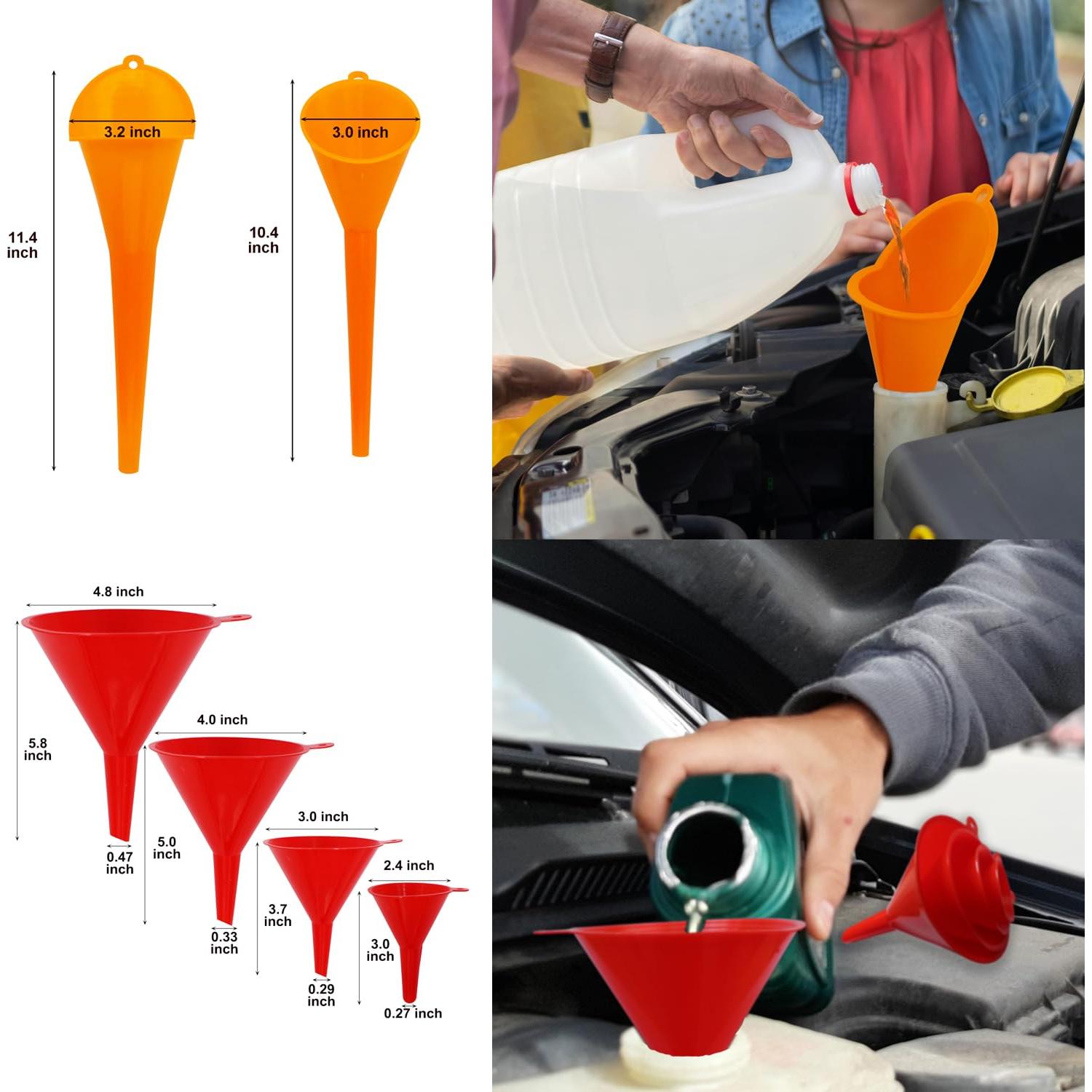 Conjunto de 10 Embudos Automotrices KongNai - Plástico Flexible