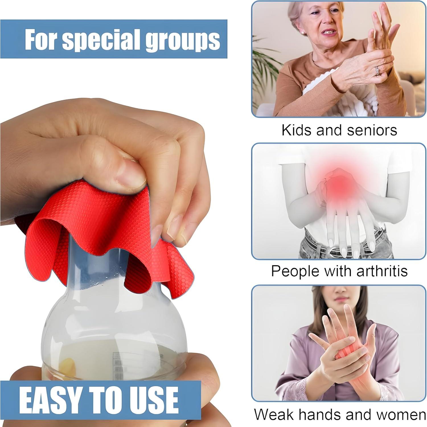 Juego de Abridores de Tarros Bexter 4 Piezas Silicona Roja