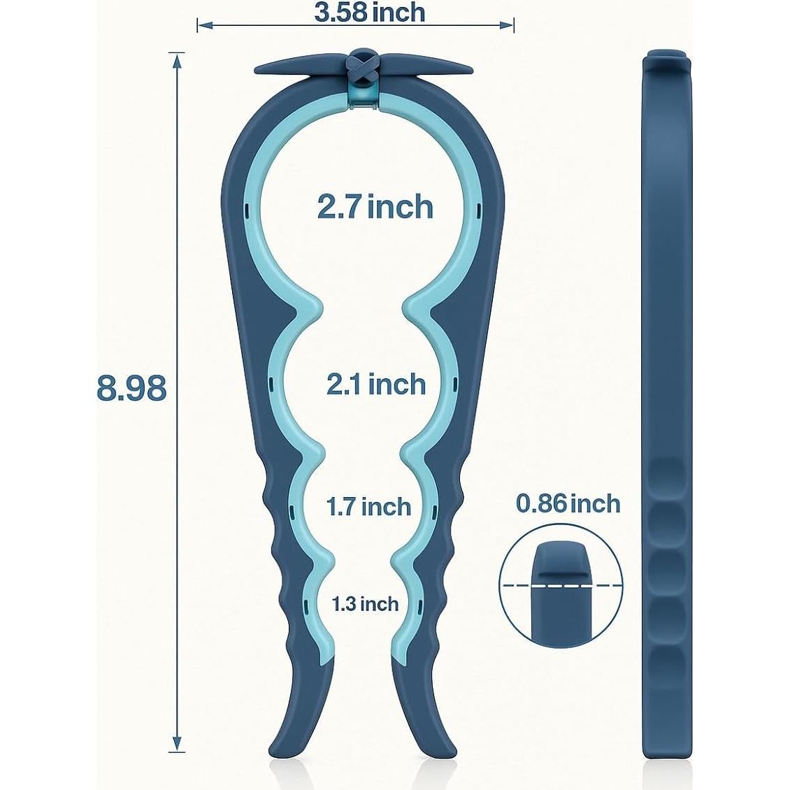 Abrebotellas 4 en 1 Genérico Azul y Gris para Manos Débiles