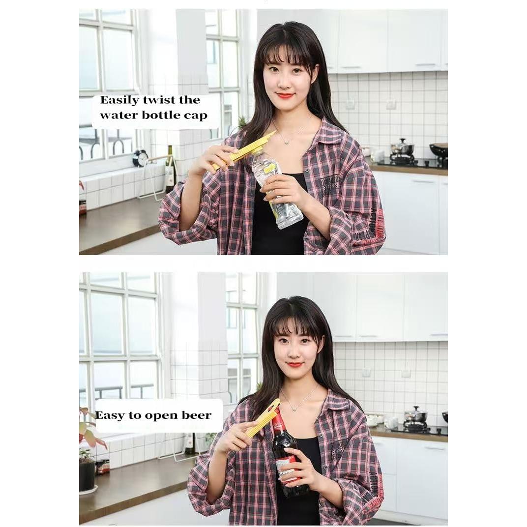 Abridor de Tarros Multifuncional HoneyHu Amarillo 5 en 1