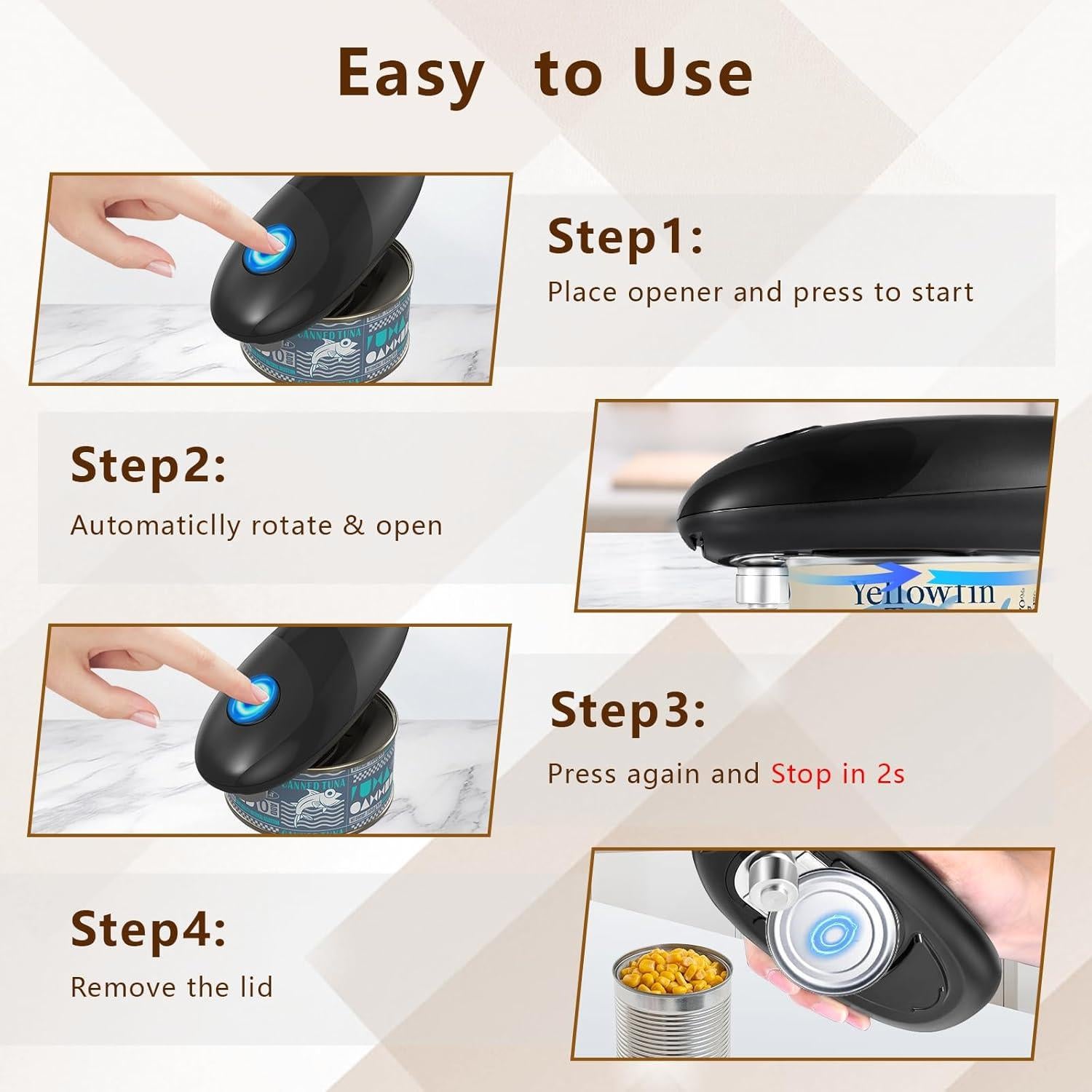 Abrelatas Eléctrico SAKAMOSH KGQ-1B para Personas Mayores