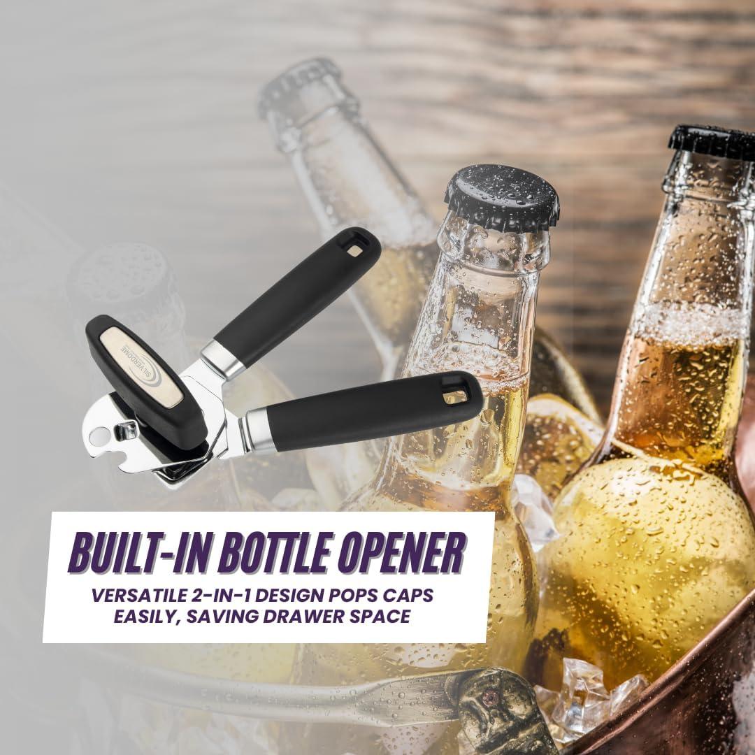 Abrelatas Manual Silverdome de Acero Inoxidable con Abrebotellas