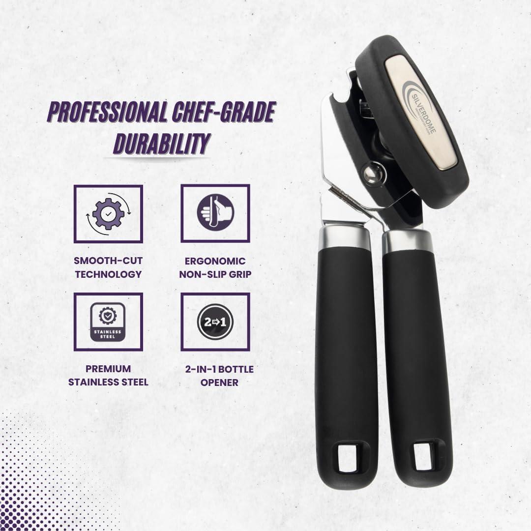 Abrelatas Manual Silverdome de Acero Inoxidable con Abrebotellas