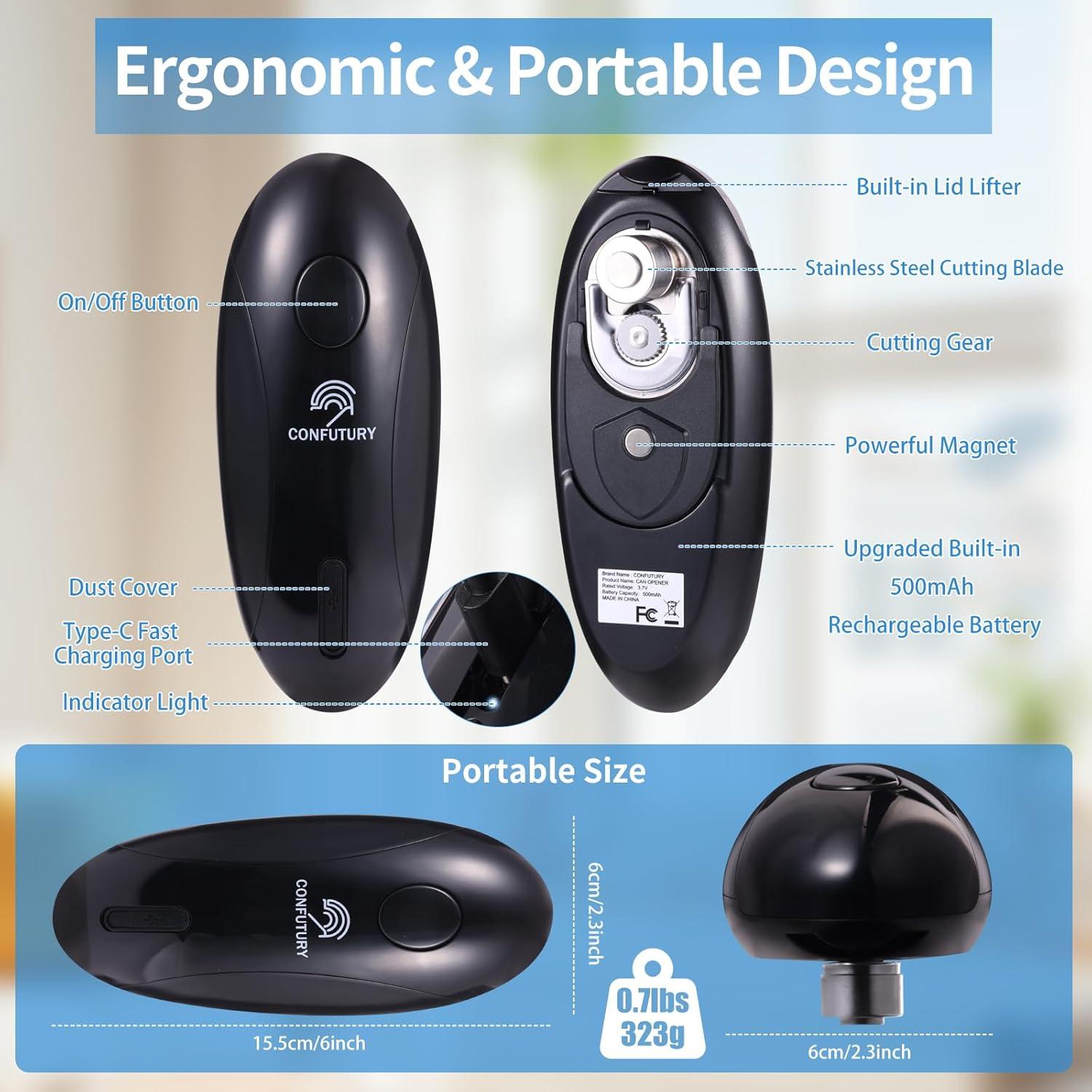 Abrelatas Eléctrico Automático CONFUTURY - Recargable USB-C