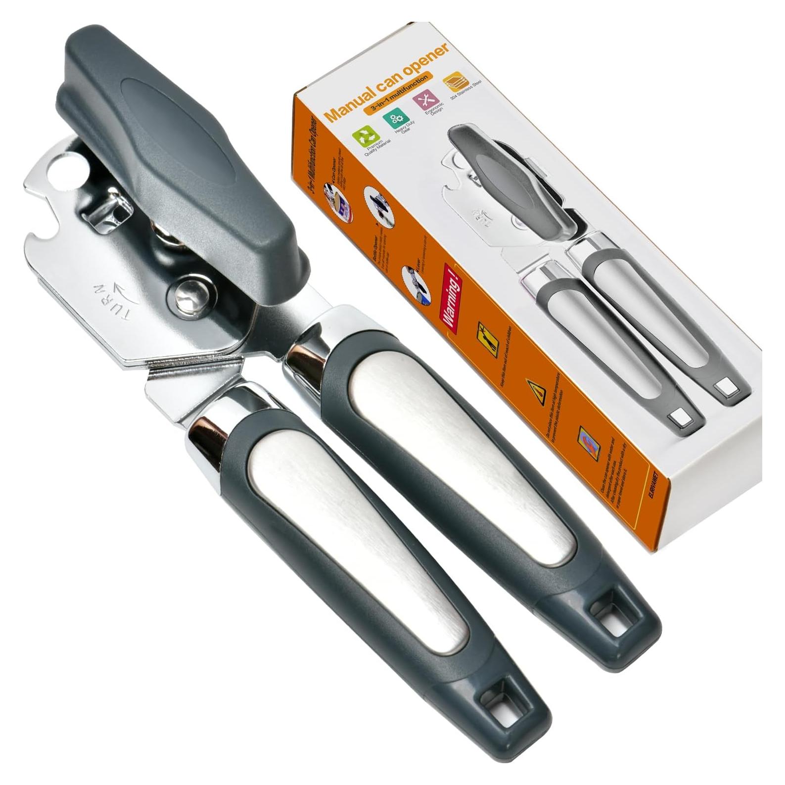 Abrelatas Manual 3-en-1 ELIRIVAWET Acero Inoxidable Gris
