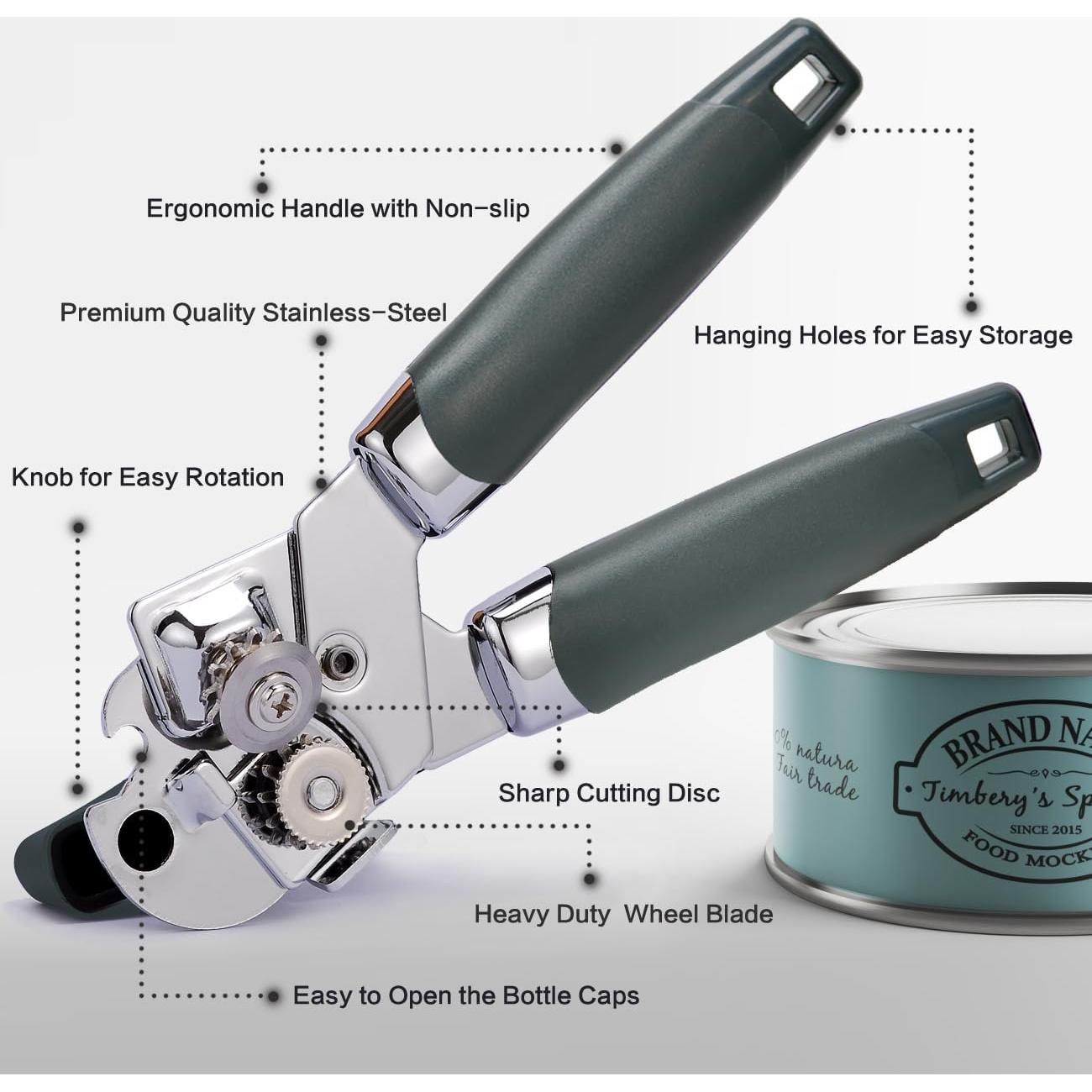 Abrelatas Manual 3-en-1 ELIRIVAWET Acero Inoxidable Gris