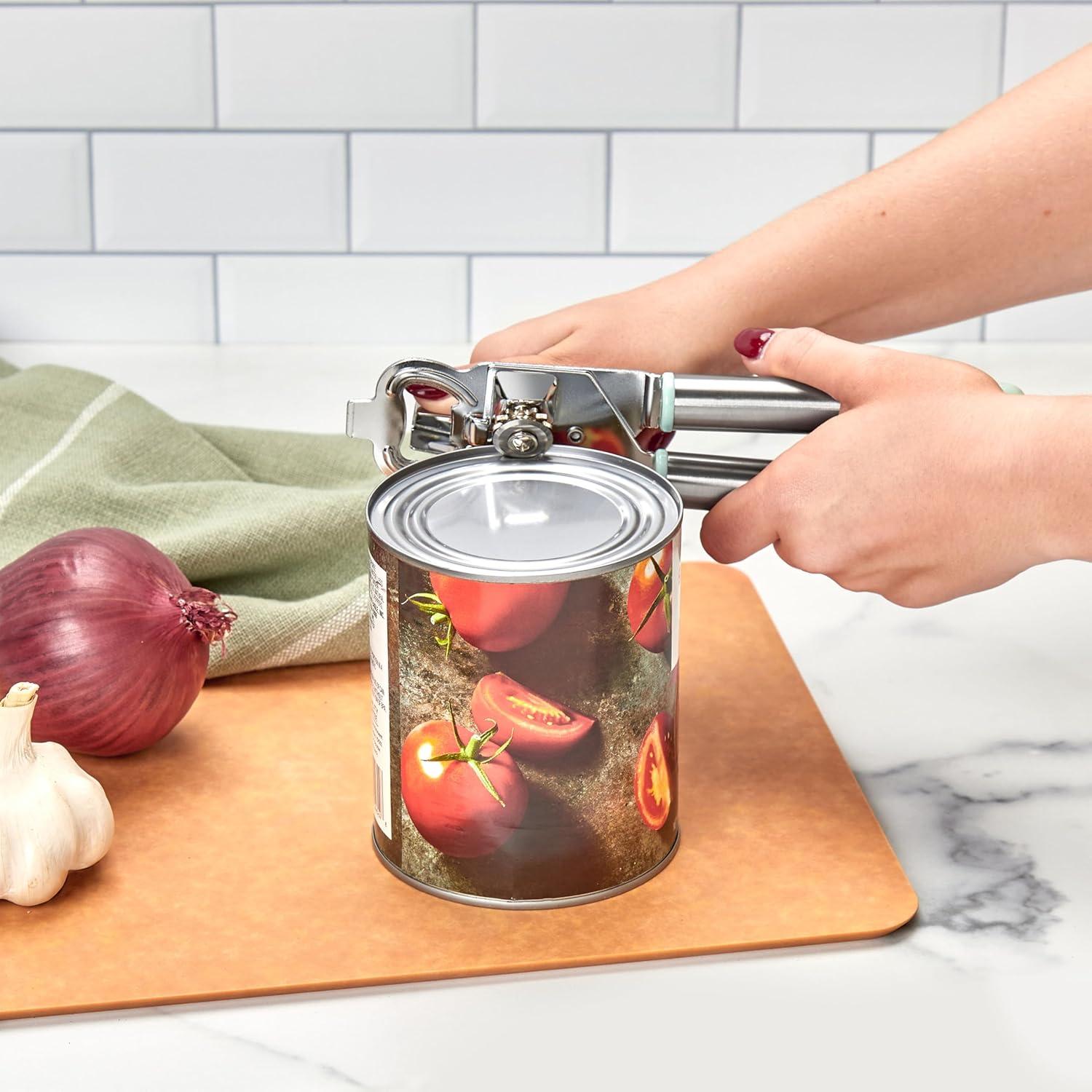 Abrelatas Manual Tovolo 2 en 1 Acero Inoxidable Azul Humo