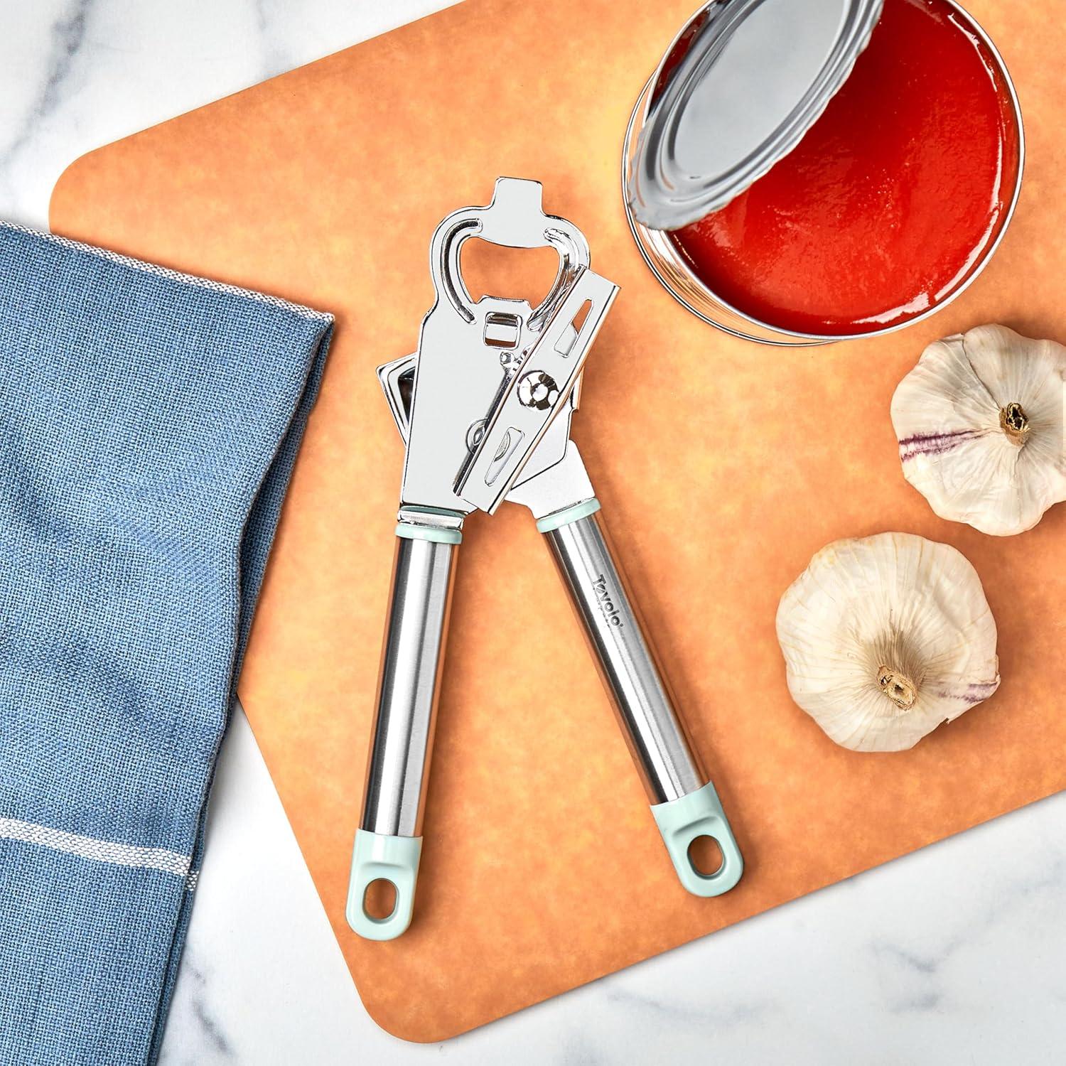 Abrelatas Manual Tovolo 2 en 1 Acero Inoxidable Azul Humo