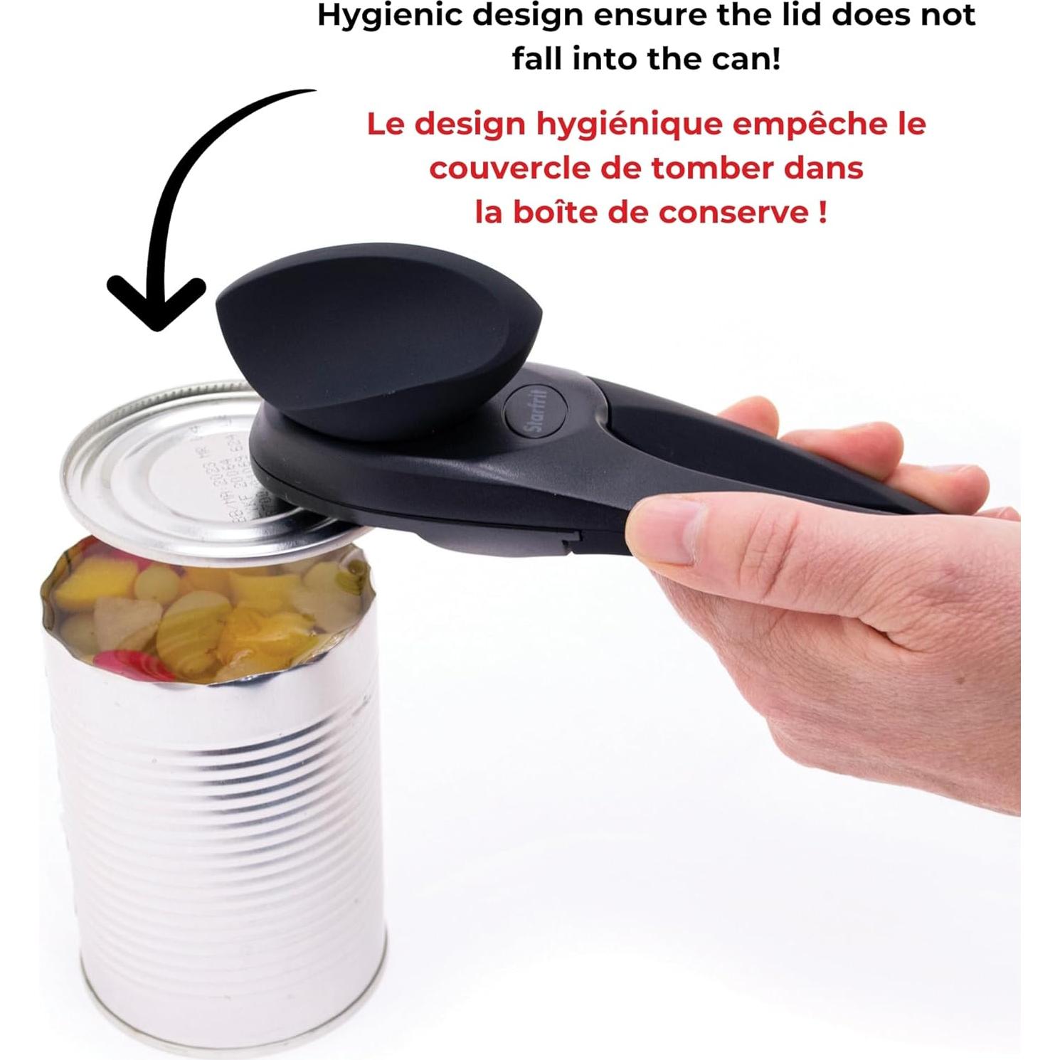 Abrelatas Manual Starfrit MightiCan 2025 - Negro - Acero Inoxidable