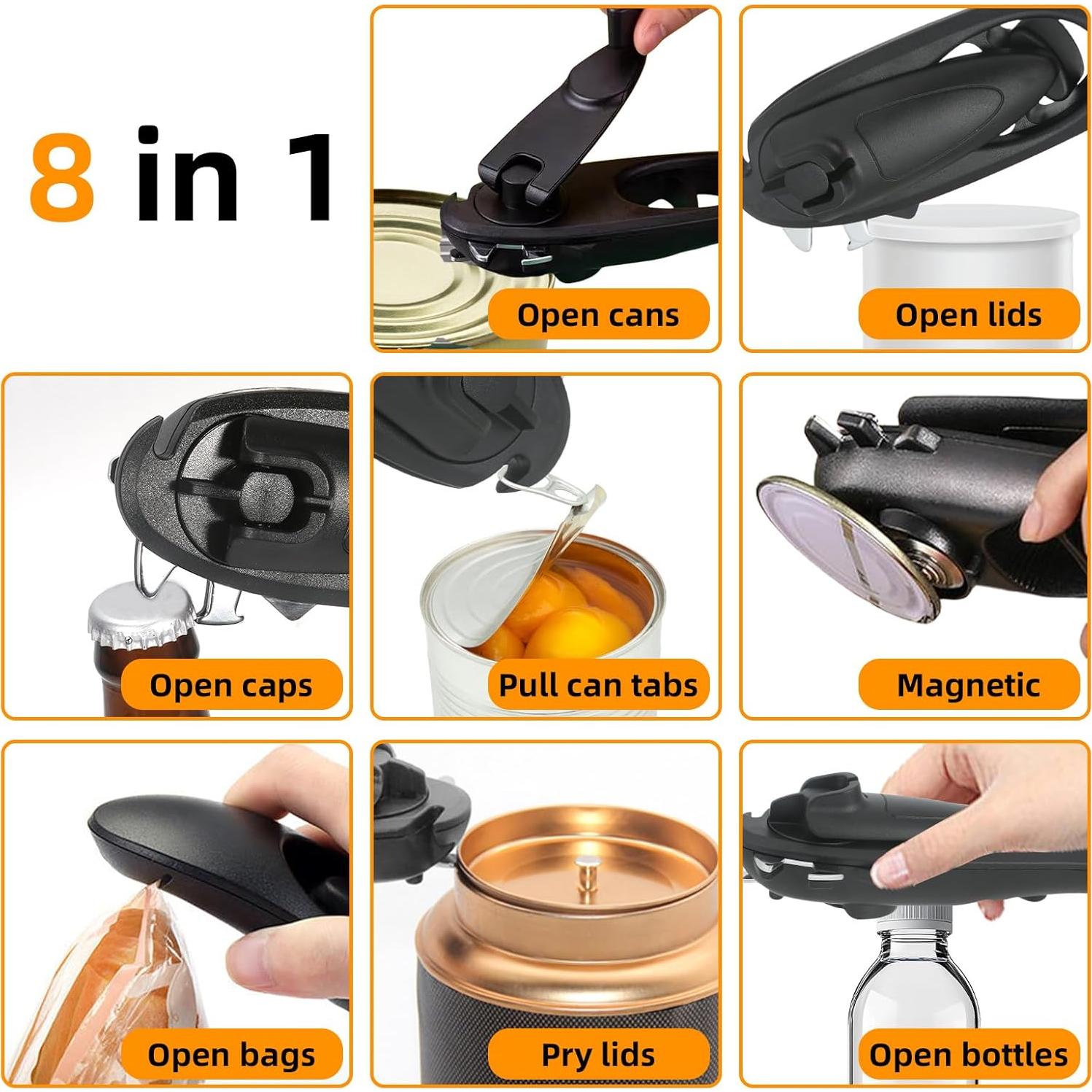 Abrelatas Multifuncional 8 en 1 TUOSANTER Negro 20x6x4 cm