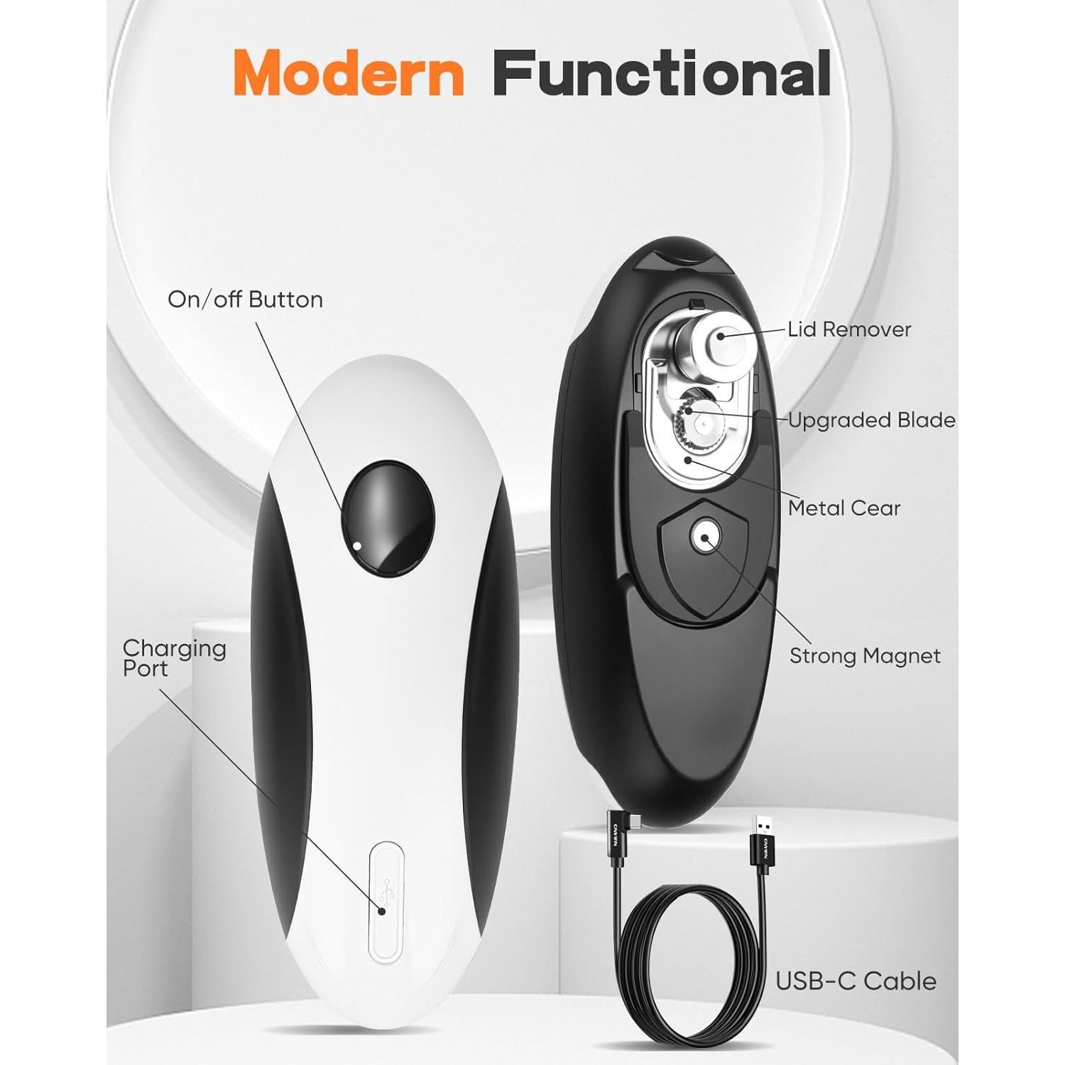 Abrelatas Eléctrico Tomentific KGQ-5A Recargable USB 430g
