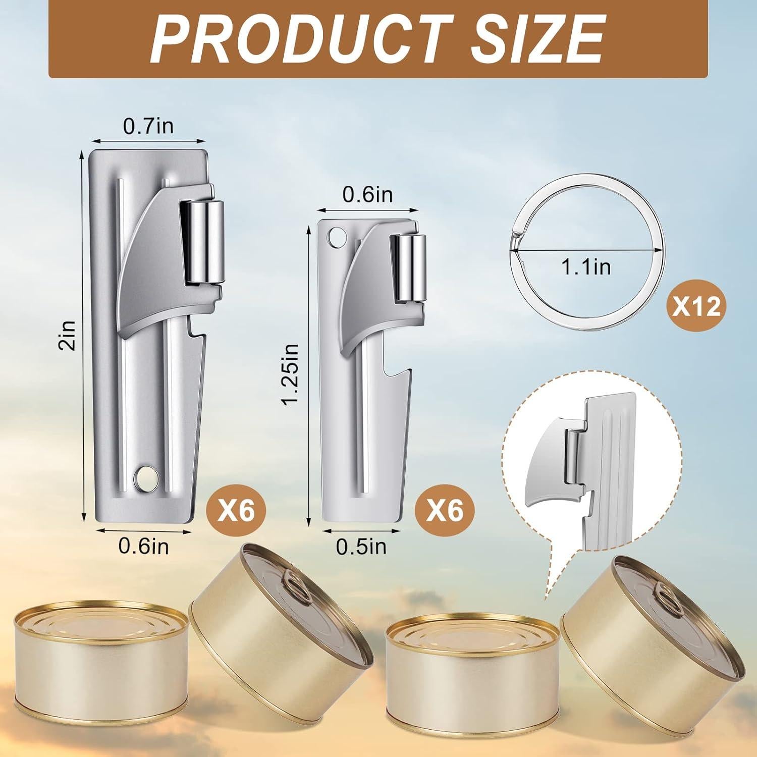Abrelatas militar portátil Eaasty P-38 y P-51 acero inoxidable 12 unidades