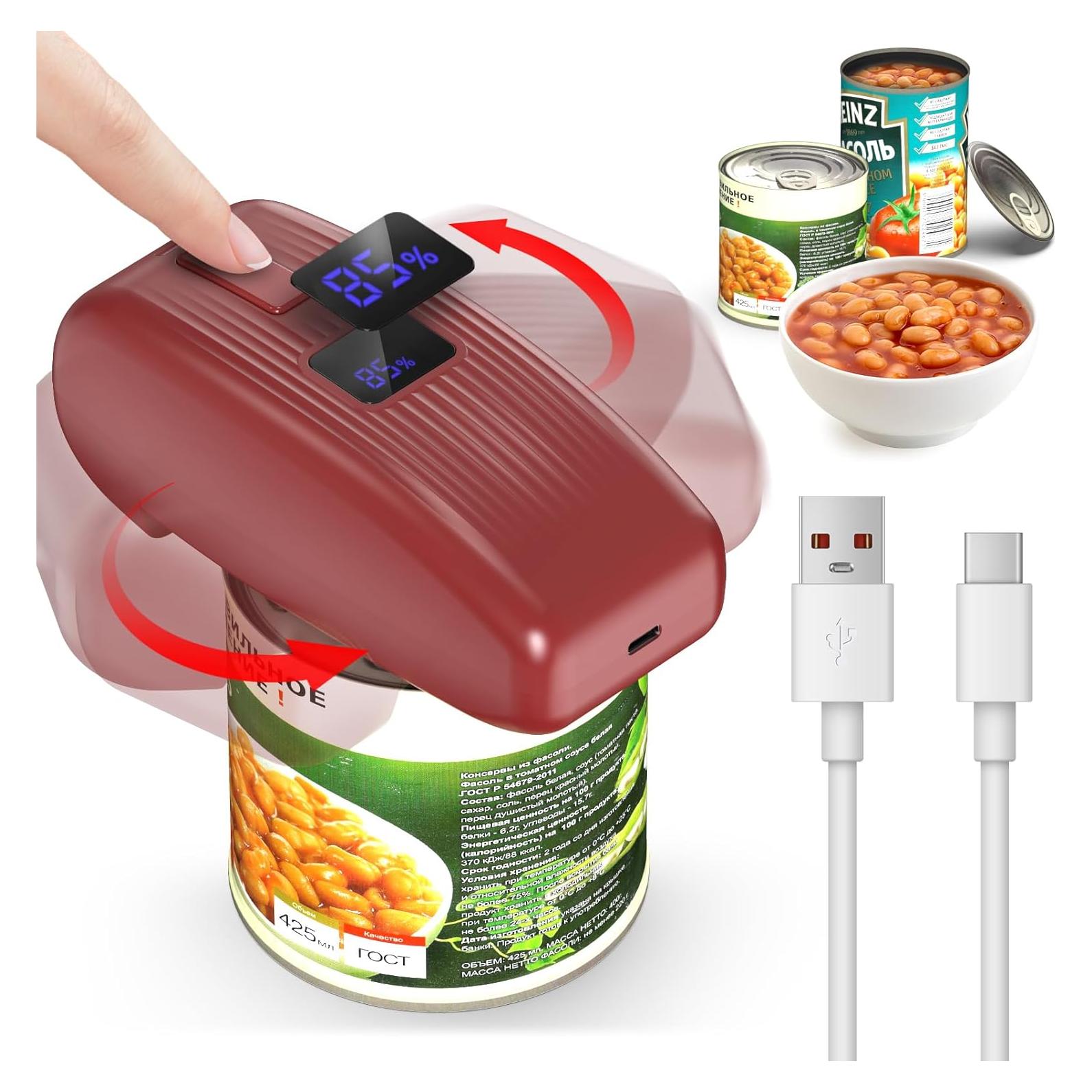 Abrelatas Eléctrico Automático HuiJuKeJi Rojo 12V Recargable