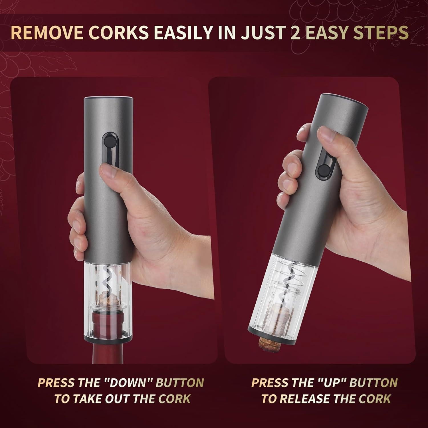 Abridor de Vino Eléctrico MegaTrend Rosa Oro 6 Piezas