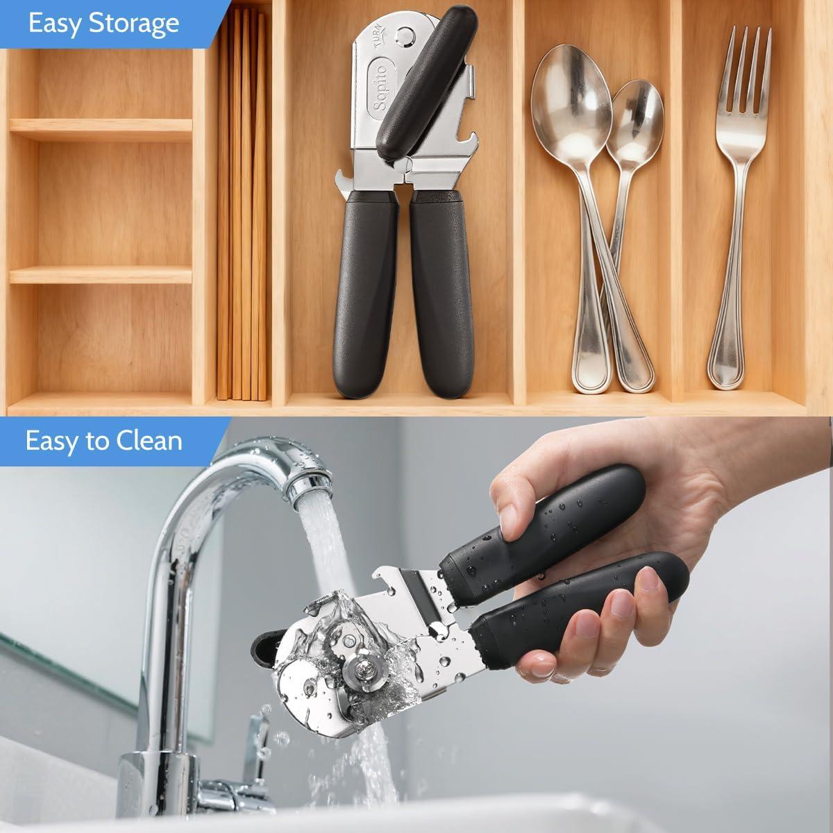 Abrelatas Manual Sopito de Acero Inoxidable para Personas Mayores