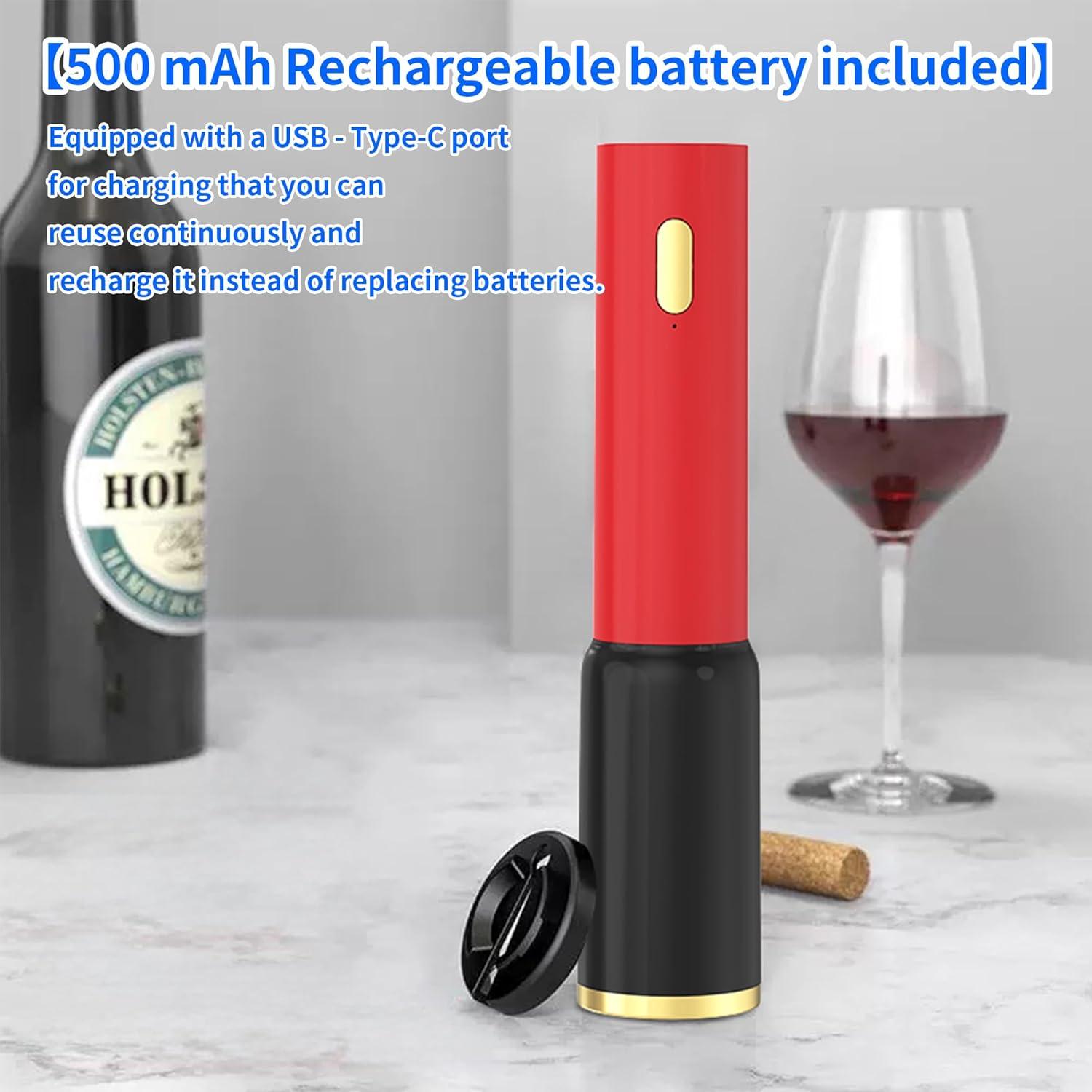 Abridor de Vino Eléctrico AmzooPoo Recargable con Cortador