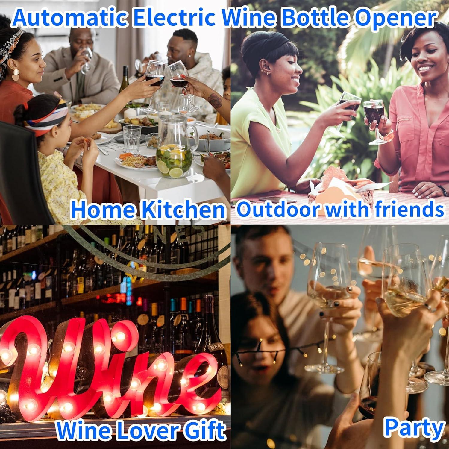 Abridor de Vino Eléctrico AmzooPoo Recargable con Cortador