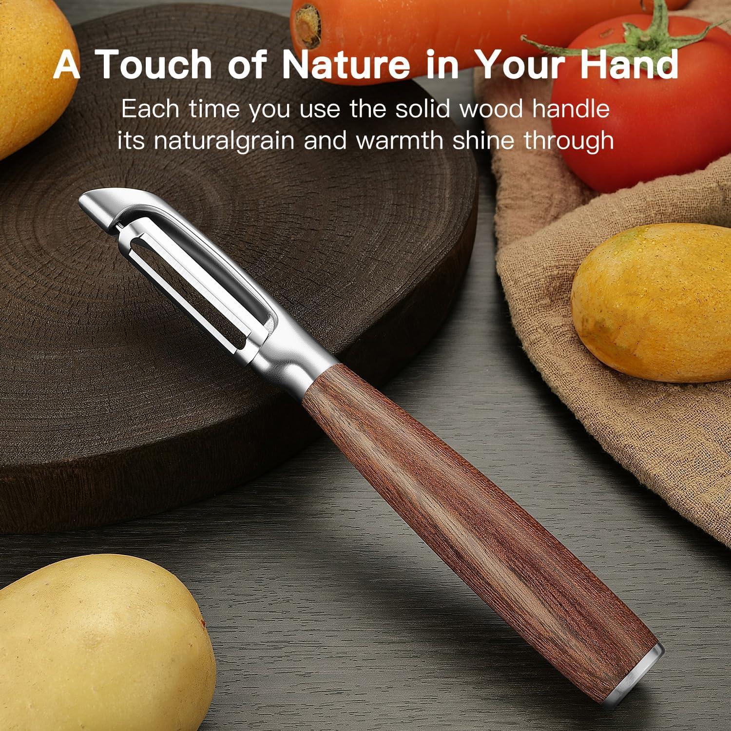 Pelador de Verduras LUNERKU Tipo I Acero Inoxidable Mango Madera