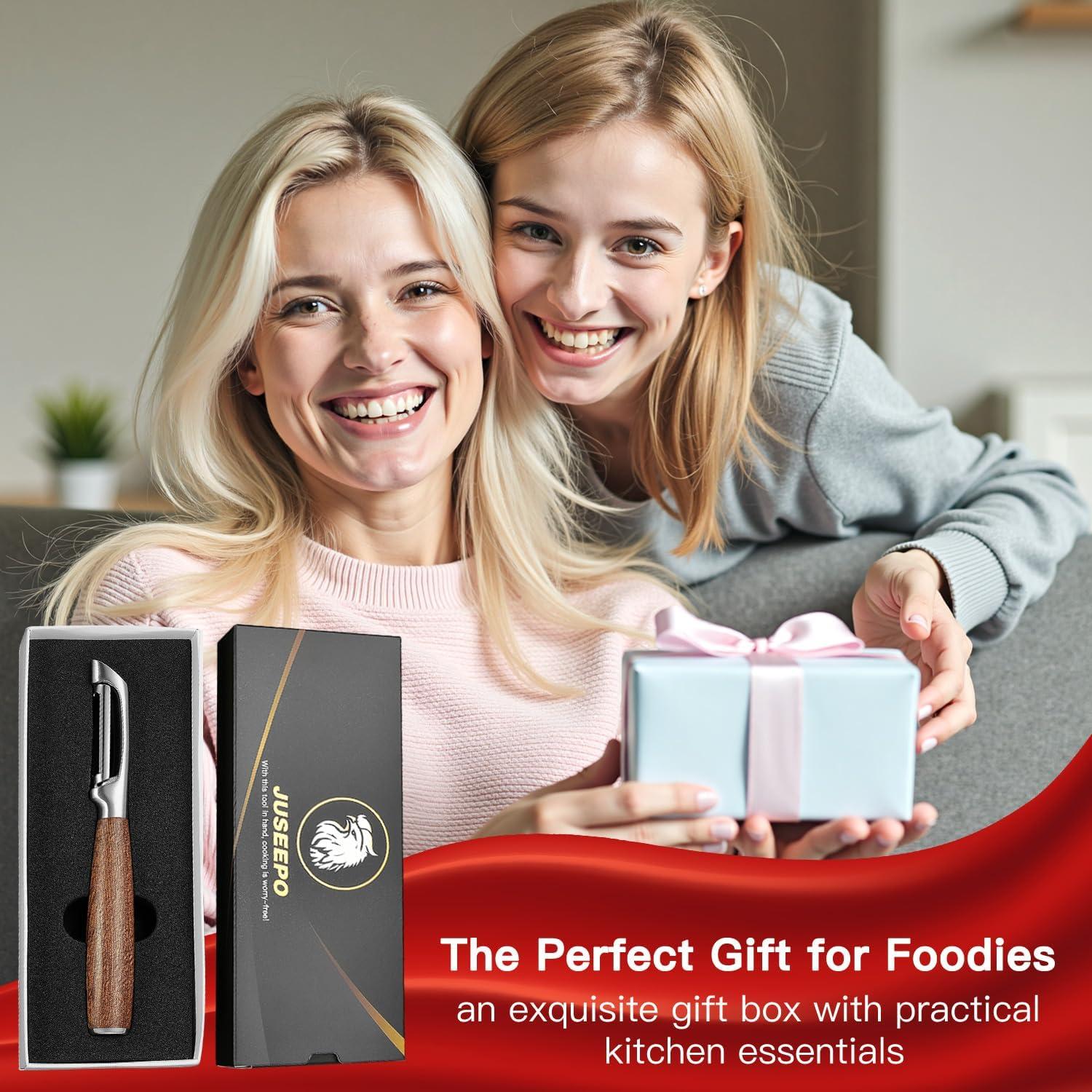 Pelador de Verduras LUNERKU Tipo I Acero Inoxidable Mango Madera