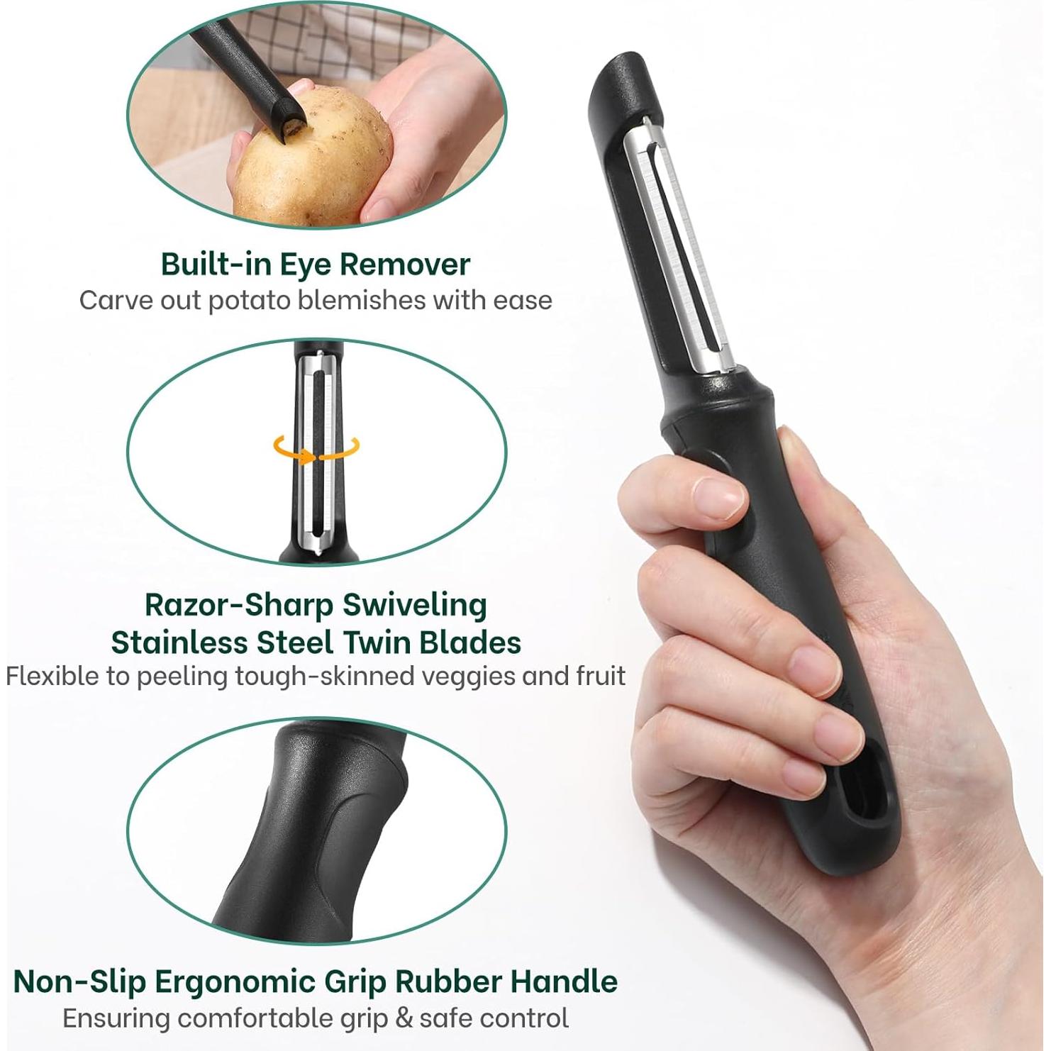 Pelador de Verduras Giratorio Beneno PL1O1BK1, Acero Inoxidable