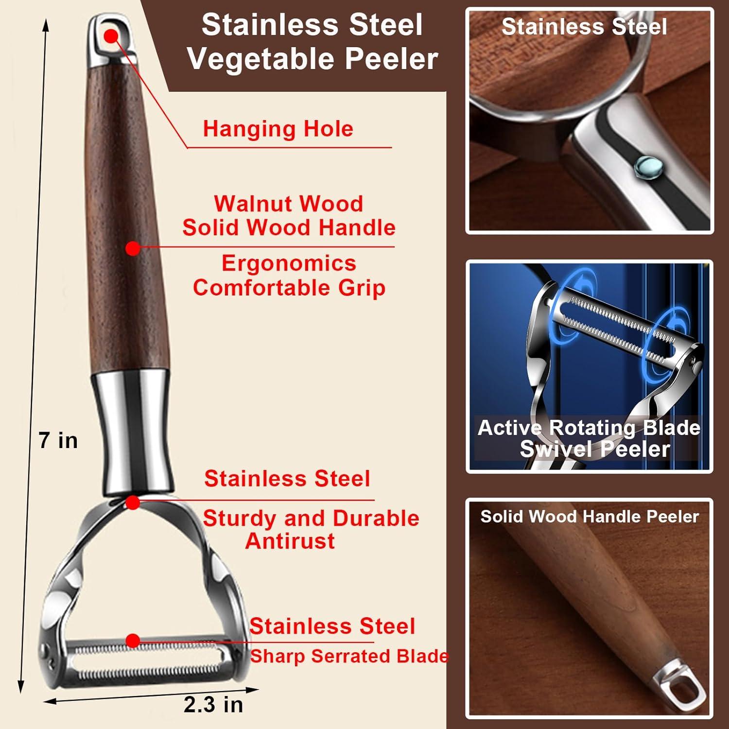 Pelador de Verduras Premium AUDAMI - Acero Inoxidable y Madera